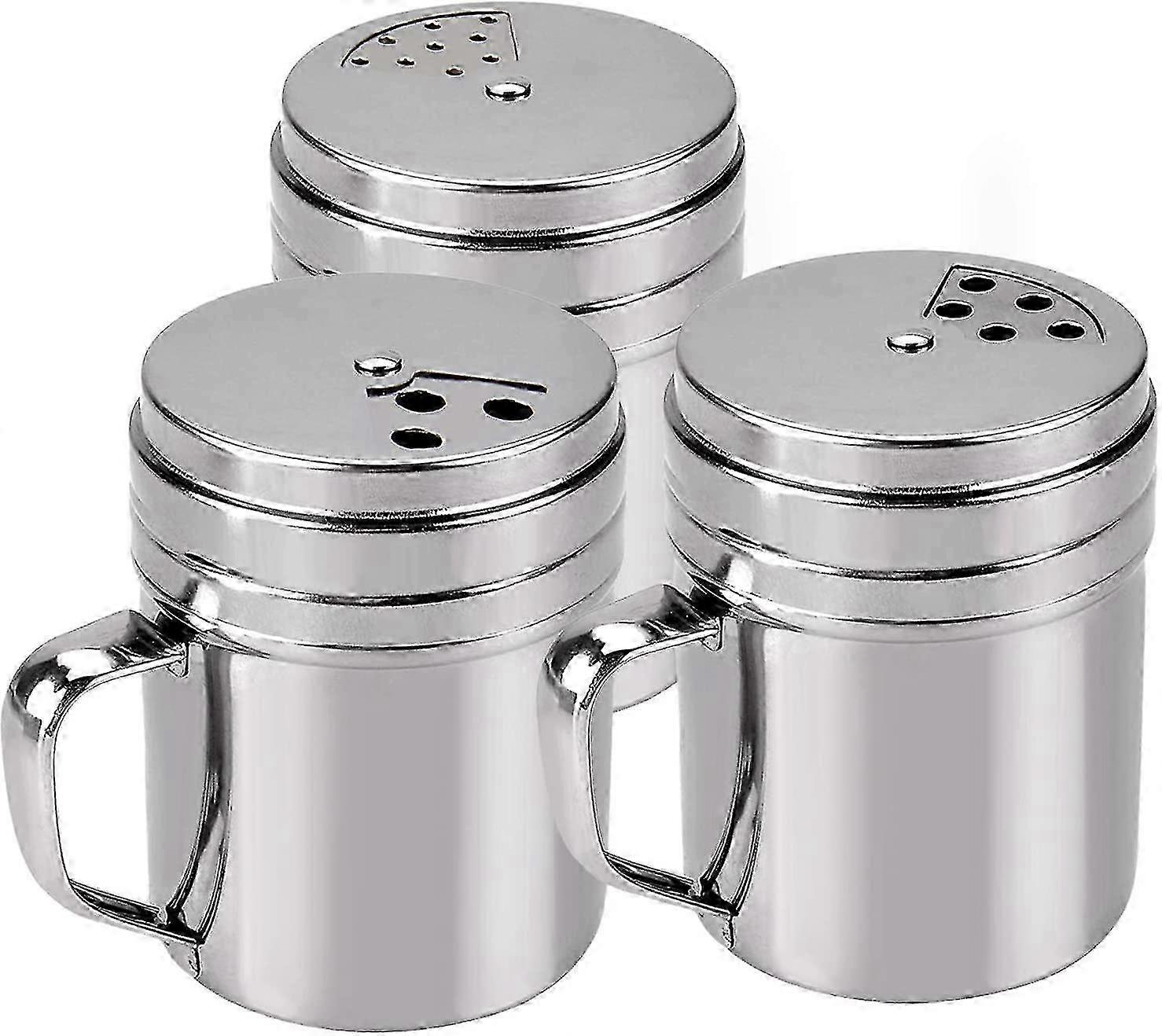 Airtight Seasoning Container with Rotatable Top Shaker Kitchen Gadget (Silver) - Three Sizes with Handle for Various Culinary Needs