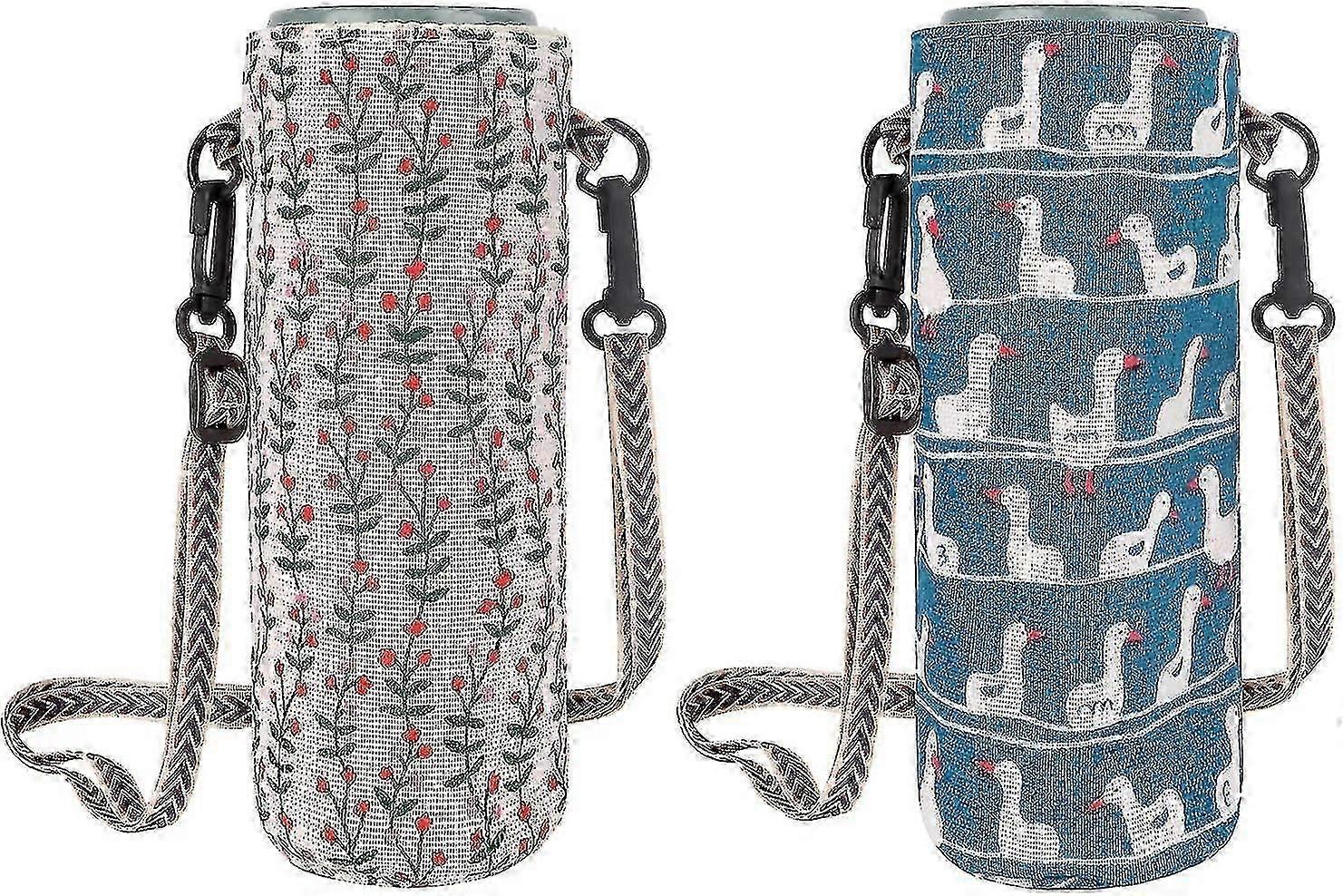 2pcs Water Bottle Tote Bag With Adjustable Shoulder Strap