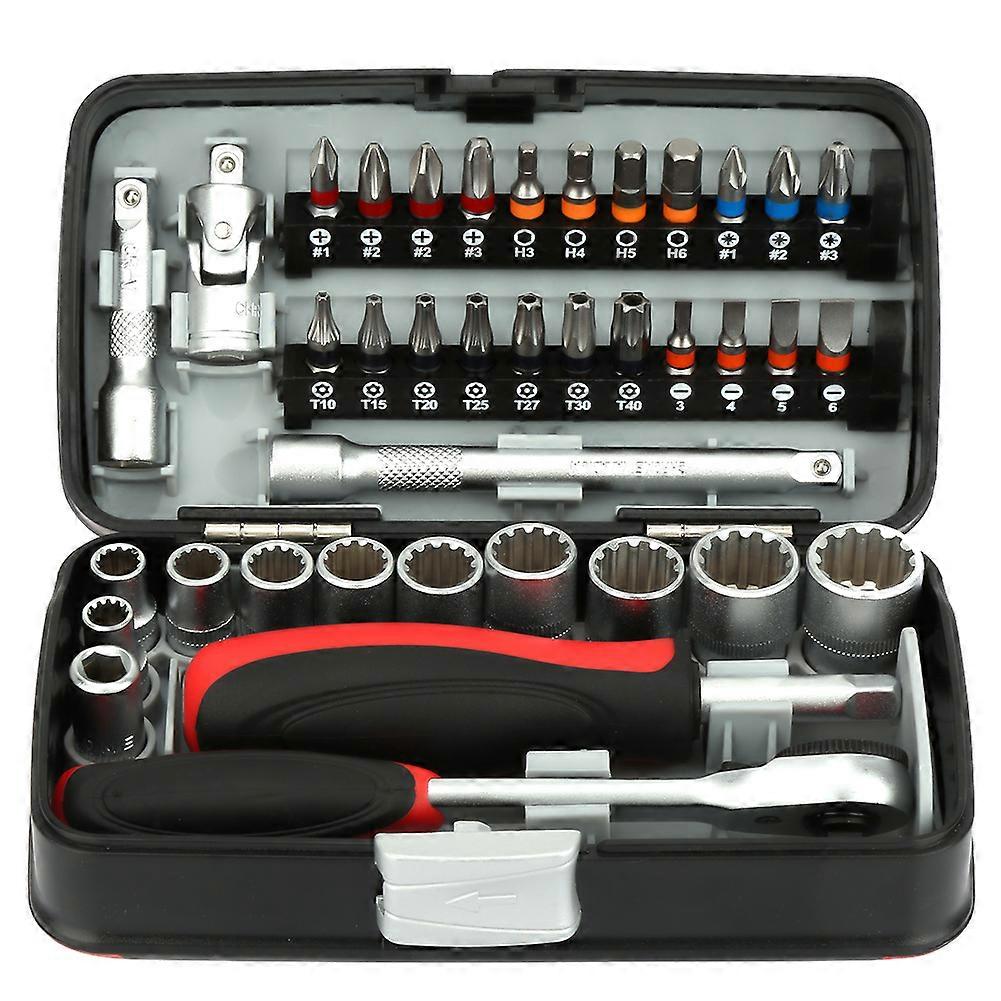 38PCS Mini Ratchet Handle Screwdriver Socket Set Wrench Tool Kit with Key Components