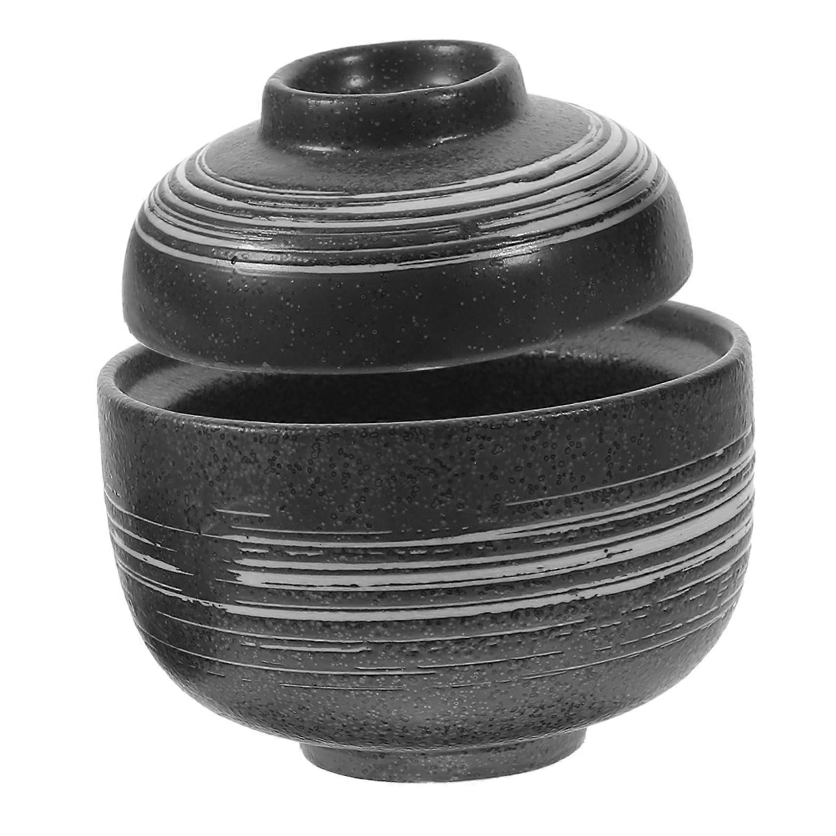 Japanese Style Ceramic Soup Bowl With Lid Microwave Safe Stew Bowl For Entertaining Small Households