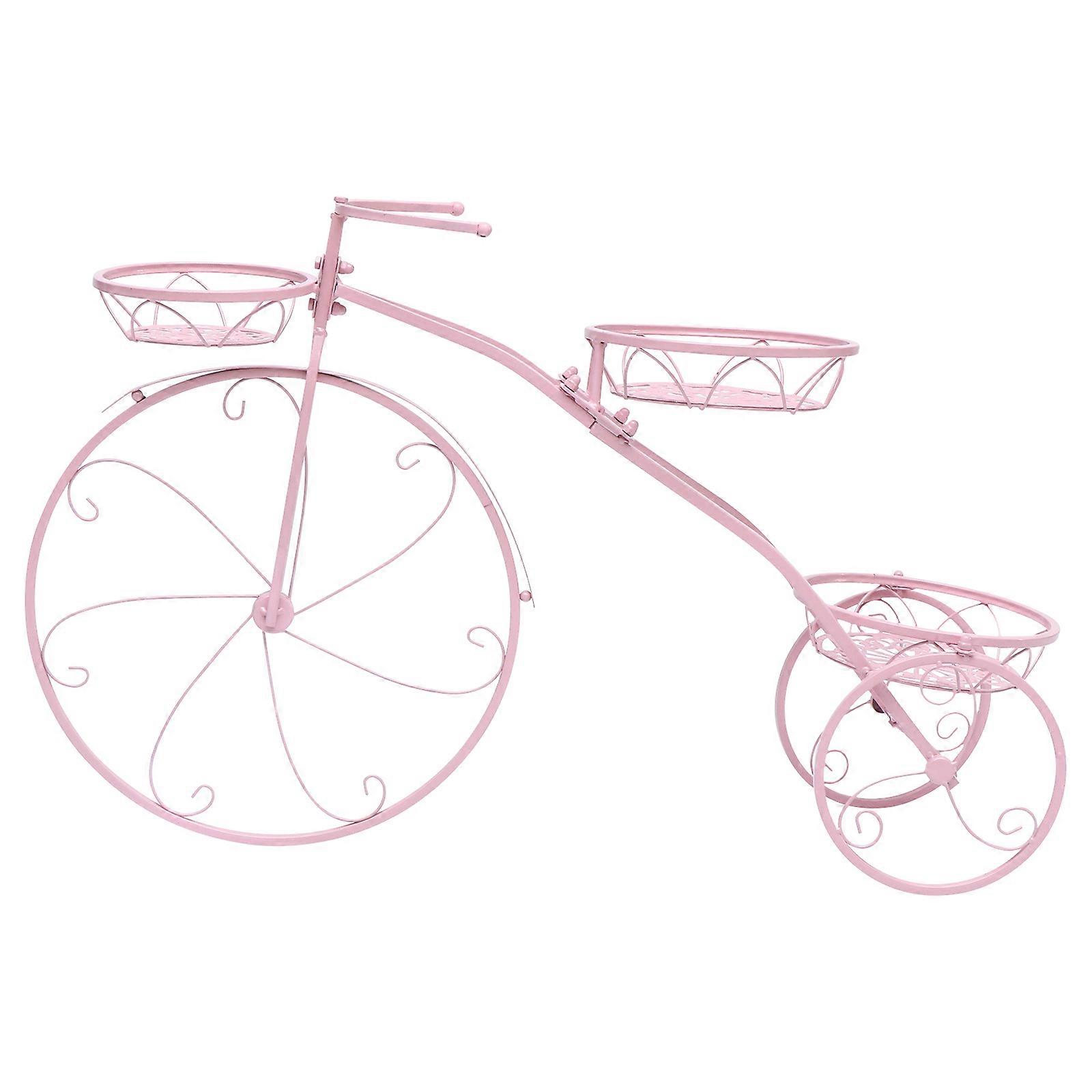 Balcony Flower Shelf Nordic Style Plant Display Unique Bike Shaped Flowerpot Holder Stand Pink 82x51cm 1Pack
