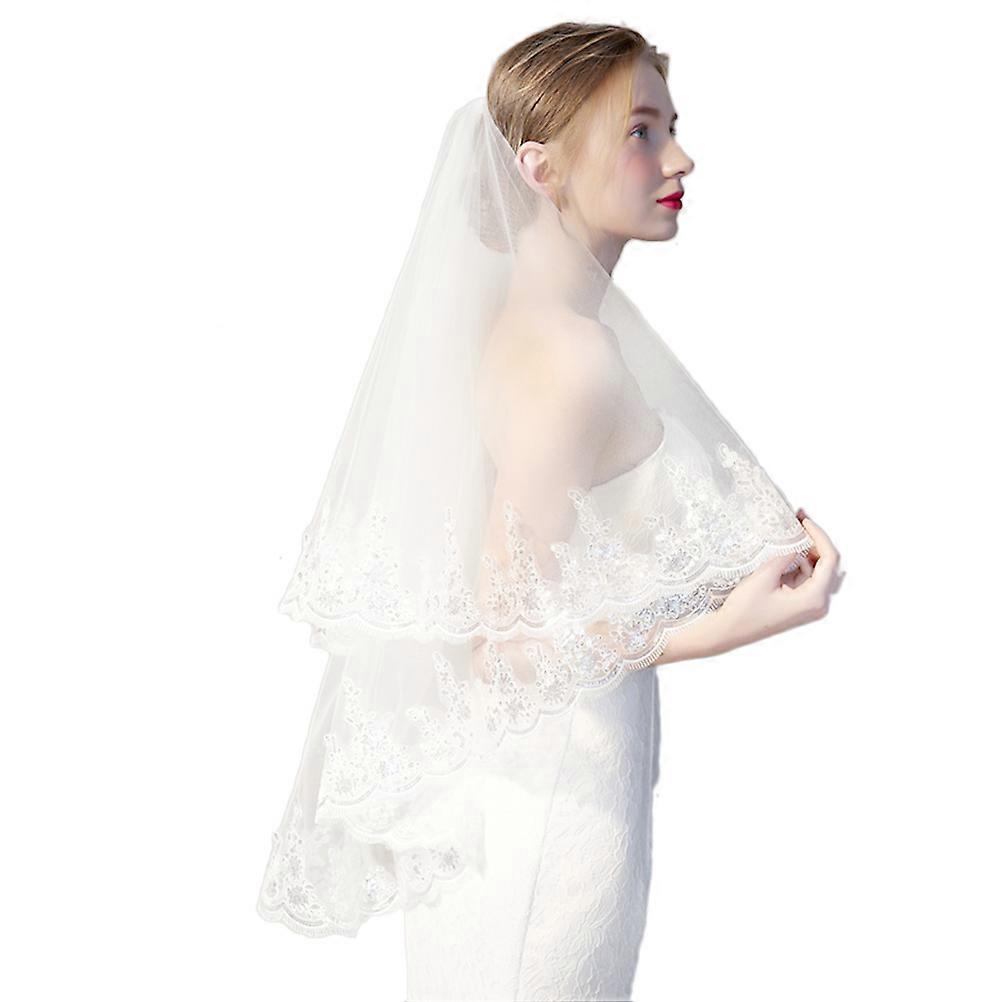 brude bryllup slør for kvinner forlovelsesseremoni to-lags form farge 920x0.1cm 1 sett