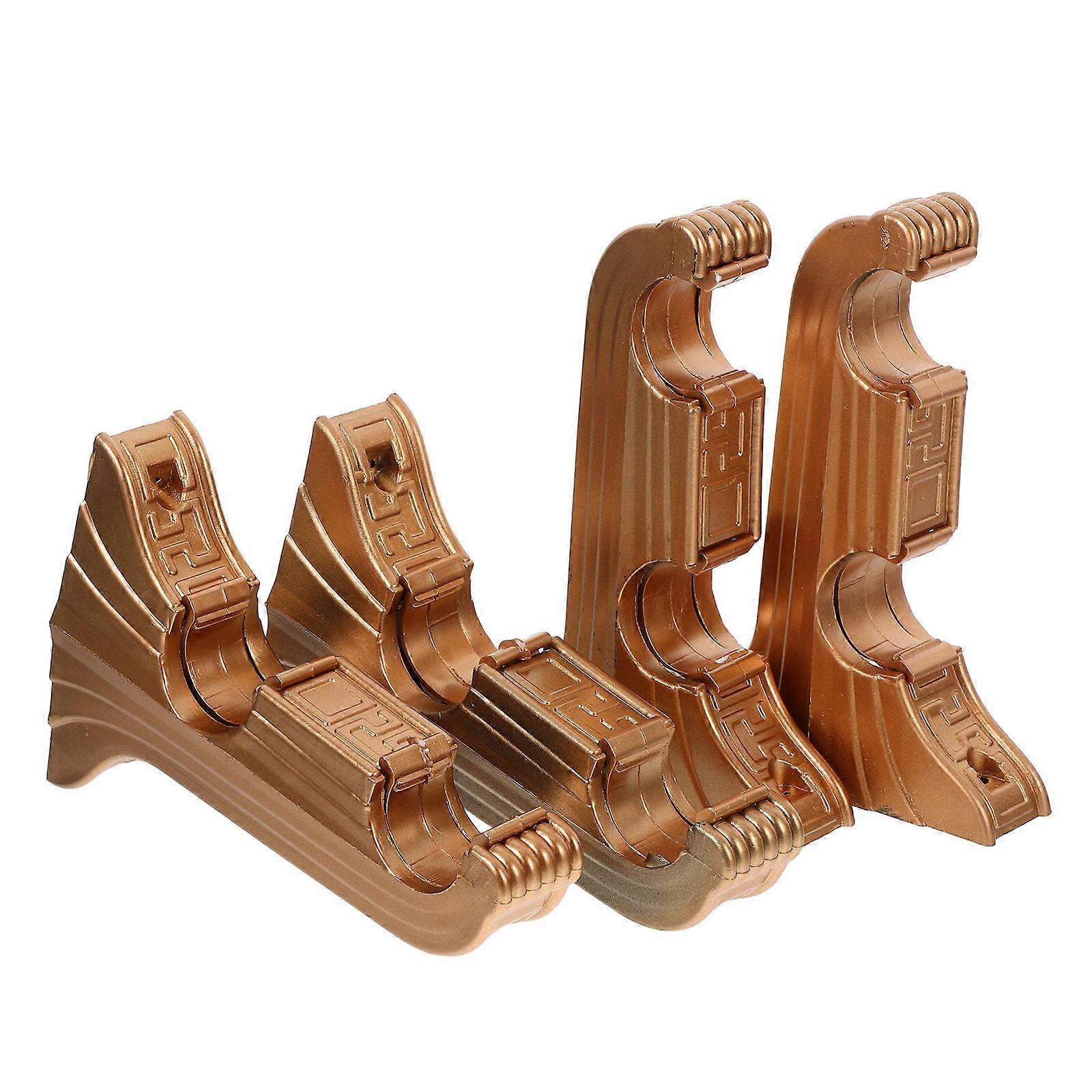 Window Hardware Rod Holder Curtain Rod Brackets Classic Style Home Decor Golden Dual Slot Setup Easy Installation 4Pcs