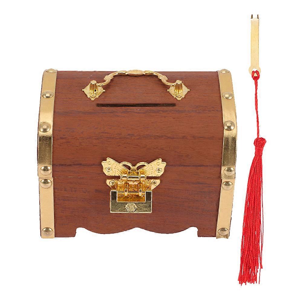 Money Storage Box Wooden Coin Container Home Decor present Box Retro Style 1Set