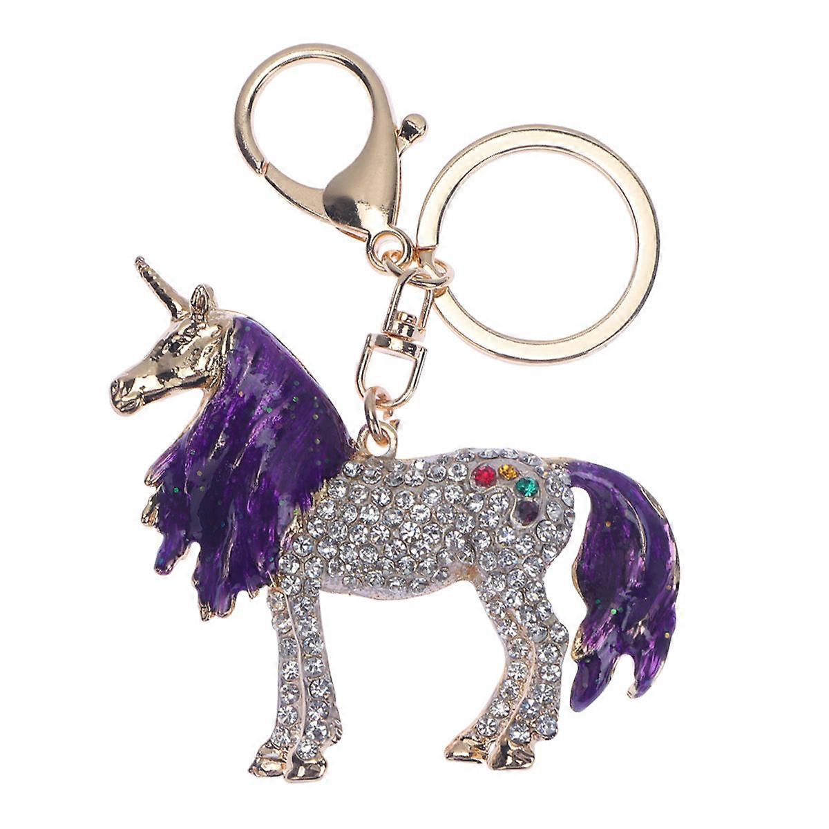 Girls Keychains Metal Pendant Drip Oil Design Unicorn Shaped Key Ring For Children Fashion Accessory 1Pack