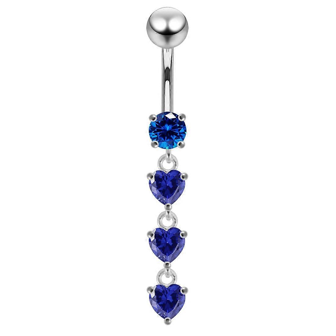 Dangling Jewelled Hearts Navel Ring