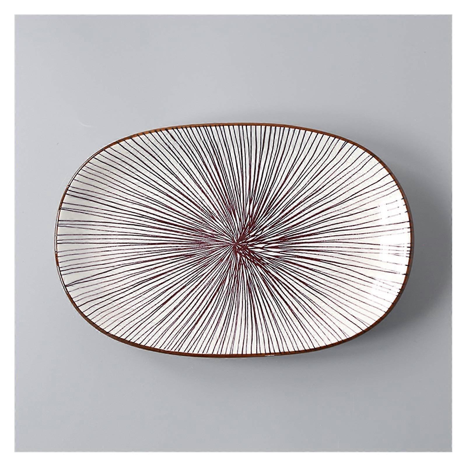 Dinner Plate Japanese Ceramic Rectangular Deep Plate Large For Home Use Salad Plate And Steamed Fish Plate (E)