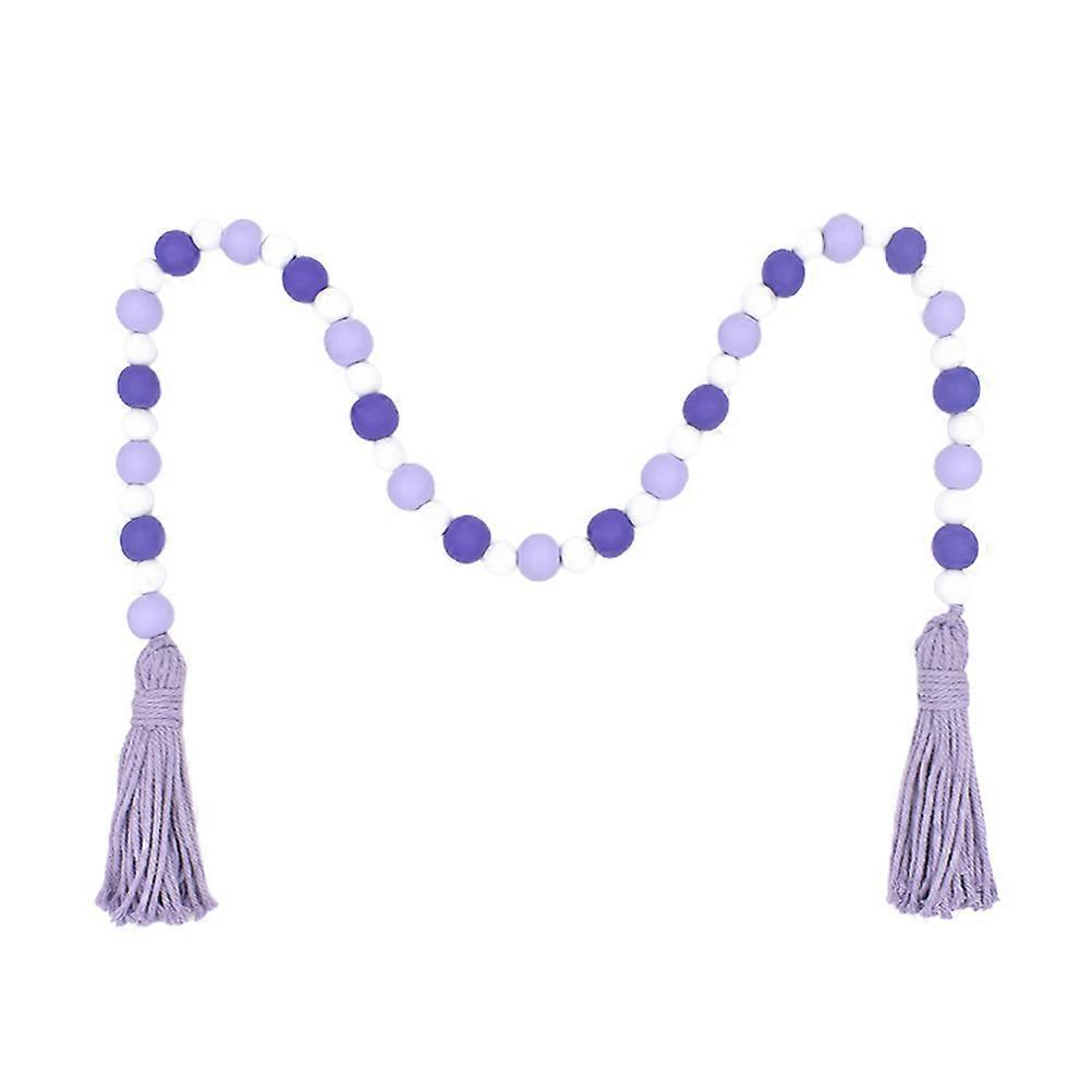 Colorful Bead String Ornament, Rustic Wood Beads Pendant with Tassel for Home Decor, Wall, and Window, Easy to Install, Versatile Decoration