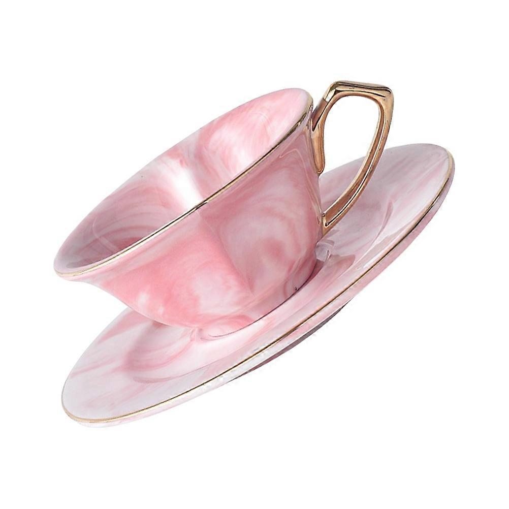 Ceramic Coffee Mug With Saucer Mug Ceramics Milk Mug Heart-Shaped Pink 120ml Capacity Daily Use 1 Set
