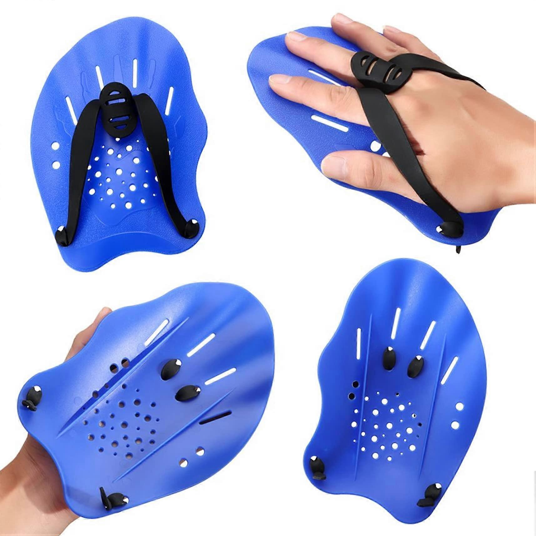 Swimming Paddle Swimming Hand Paddle with Adjustable Straps Pool Training Equipment Strength Training Aid blue
