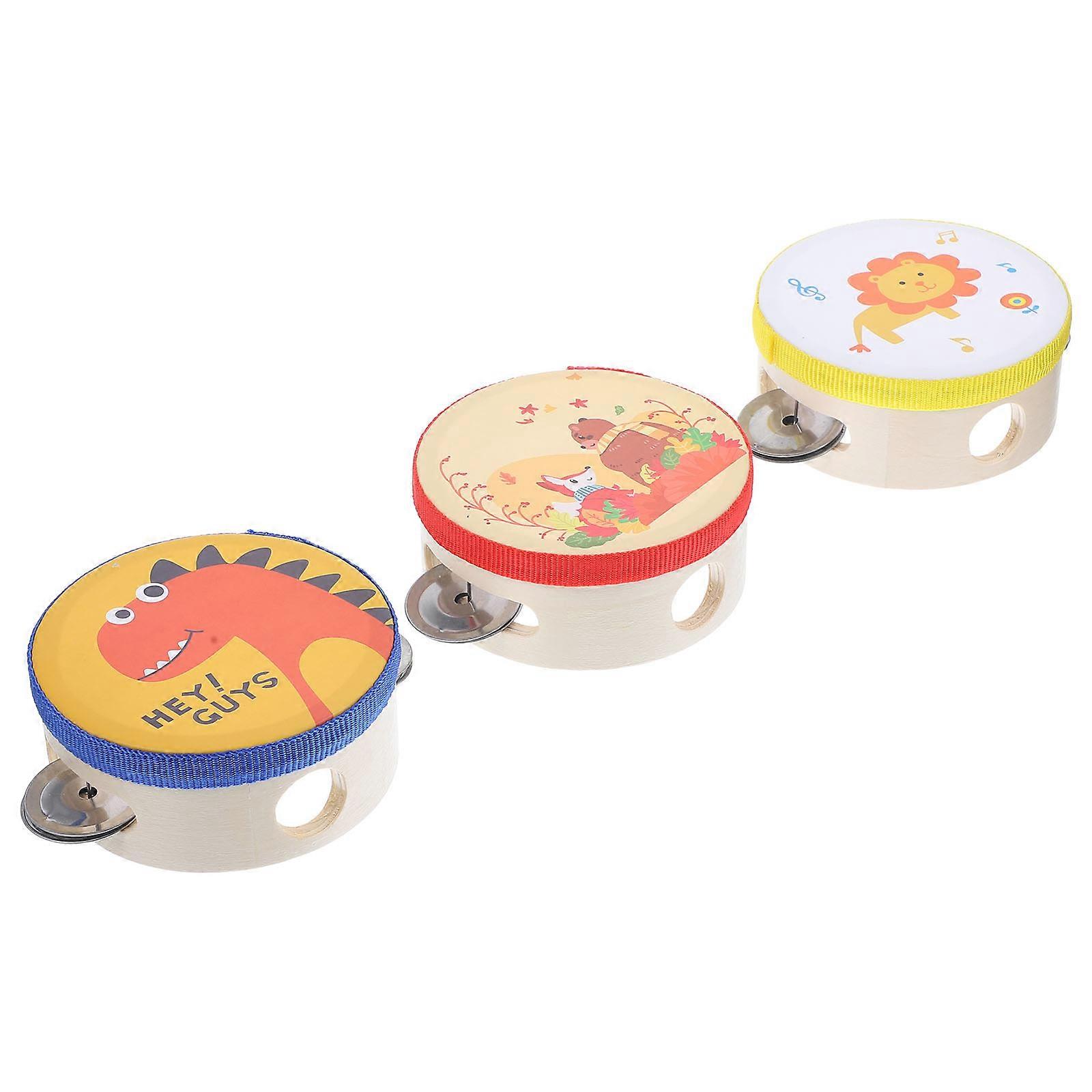 Percussion Musical Instrument Child Tambourine For Kids Entertainment Assorted Color 10.50X10.50X4.30CM Music Education 3Pcs