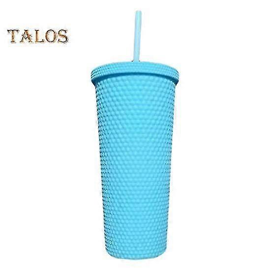 710ml Water Tumbler Leak Proof Easy Cleaning Reusable Pretty Double-layer Textured Drink Bottle for Travel