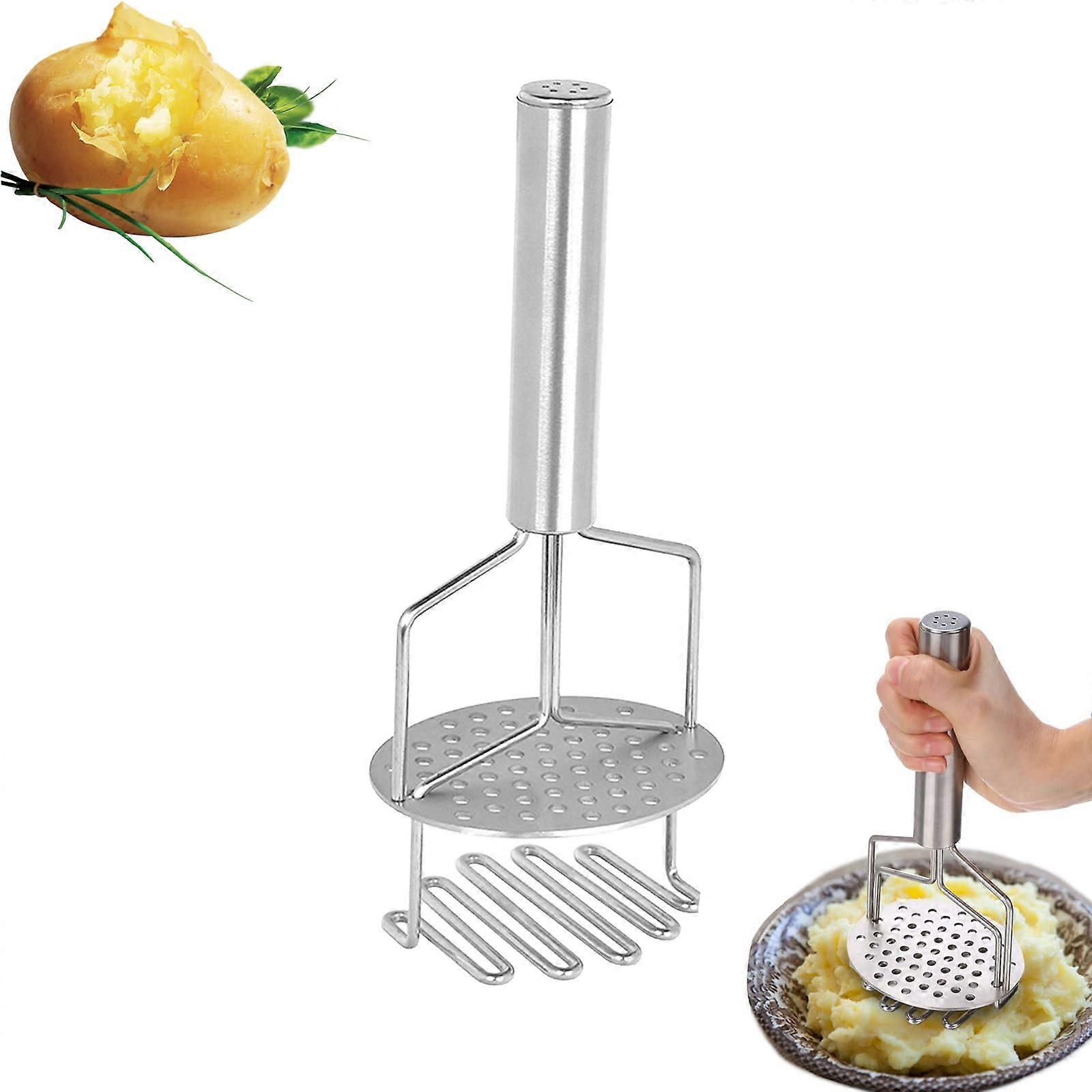 Potato Masher Stainless Steel Double Layer Masher for Mashing Potatoes, Sweet Potatoes, Carrots, and Cheese
