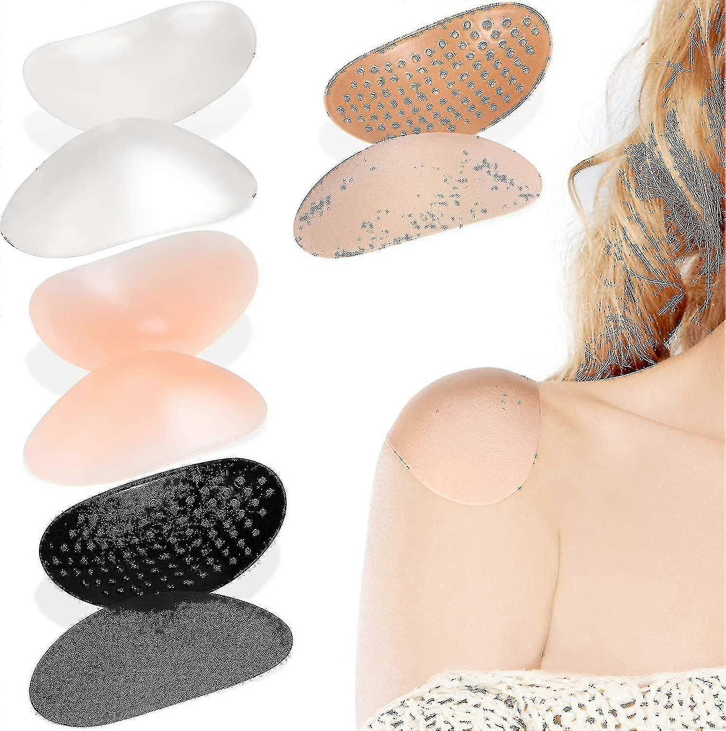 4 Pairs Soft Silicone Adhesive Shoulder Push-up Pads Anti-slip Enhancer