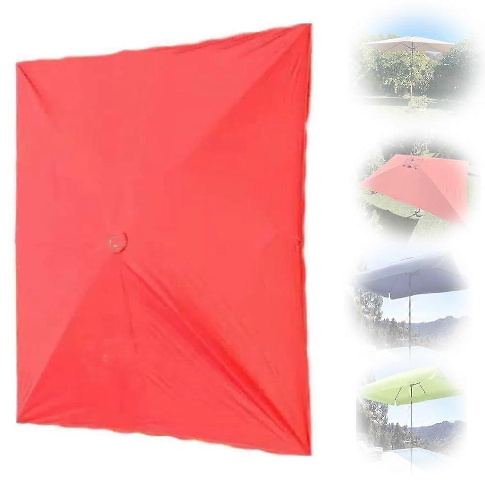 Ersatzbezug Rechteckiger Terrassenschirm 3x2 m Blau Sonnenschutzstoff 4 oder 6 Streben Abgeschrägt Frontal Umbrella Red