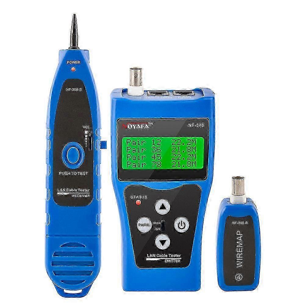 Network Cable Length Measurement and Continuity Testing Tool for RJ45 RJ11 Ethernet Cables - Blue