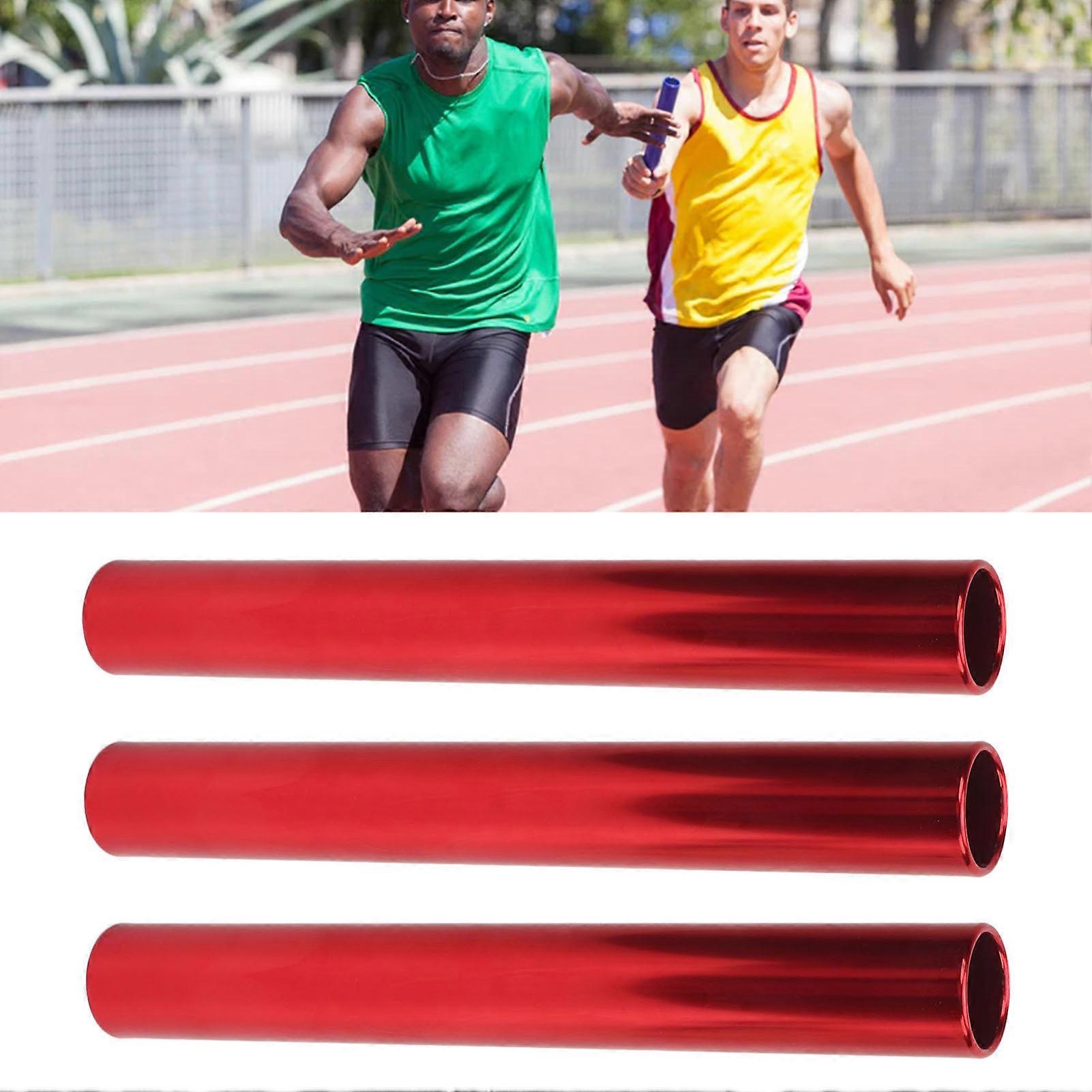 3Pcs Aluminum Alloy Track Field Relay Batons Track Batons Race Equipments for Running Race Team for Outdoor Running Race Student Relay Events Red 