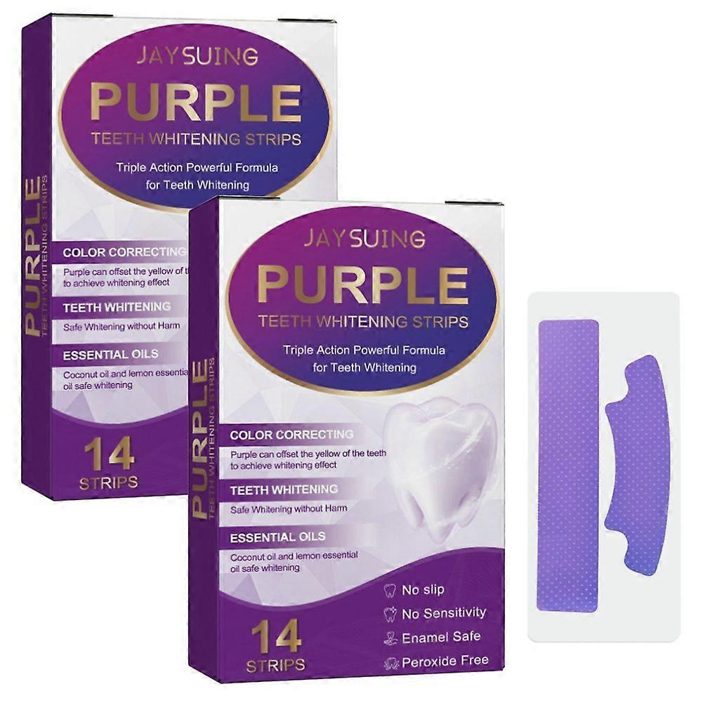 Purple Teeth Whitening Strips, Color Correcting, Pap and Essential Oils Triple Action Powerful Formula Teeth Whitening, Peroxide Free
