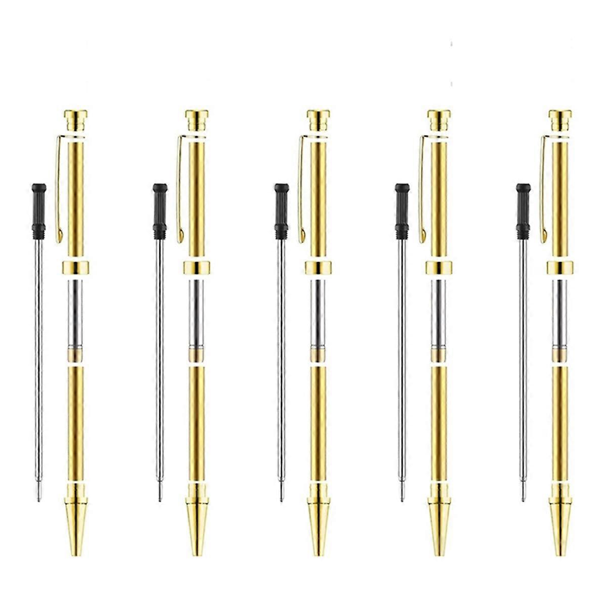 5 Pcs Slimline Pen Kits for Wood Turning, 7mm Twist Pen Kit with Refill, Ideal for DIY Gifts Gold