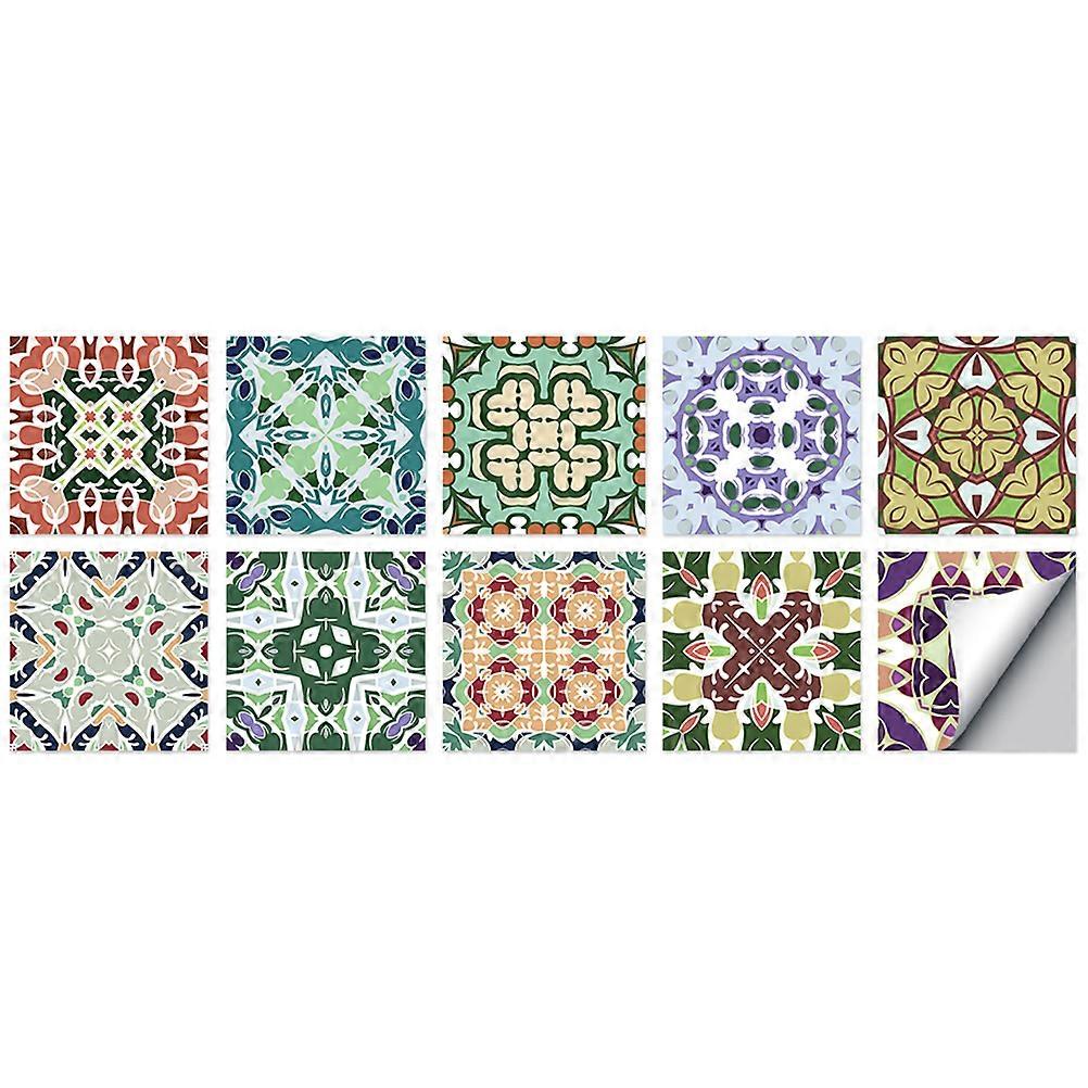 Tile Wall Sticker Square Shape Pvc Material For Kitchen Bathroom Removable Adhesive Waterproof 10Pack