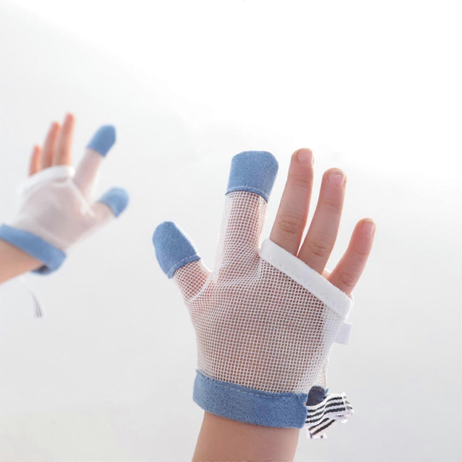 2PCS Bébé Arrêter De Sucer Gants Enfant En Bas Âge Pouce Sucer Arrêter Ongle Se Ronger Les Doigts Garde Réglable Respirant Maille Protecteur De Pouce