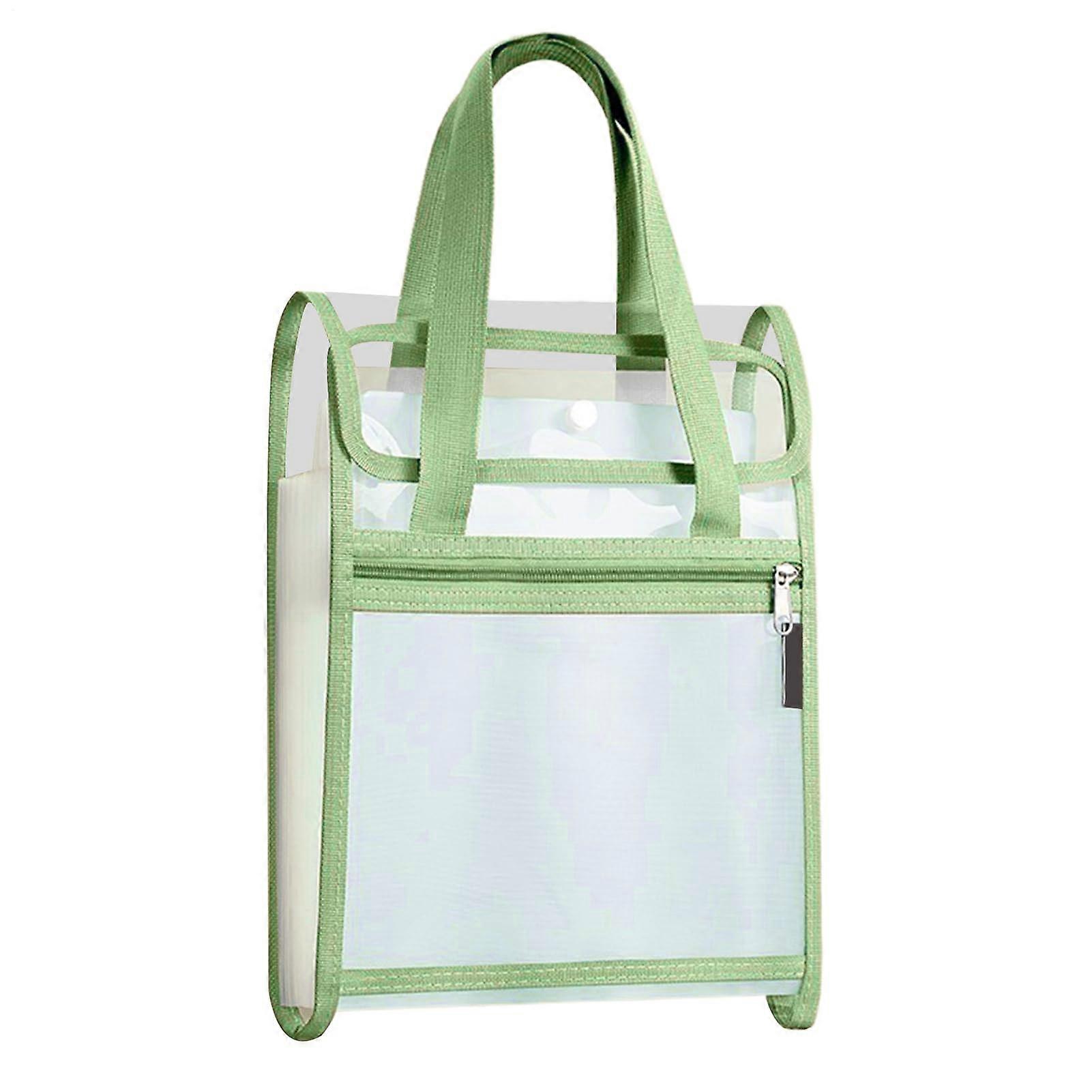 Document Bag 13-Grid Vertical File Holder For A4 Papers Expanding Accordion Folder Desk Drawer Office Green