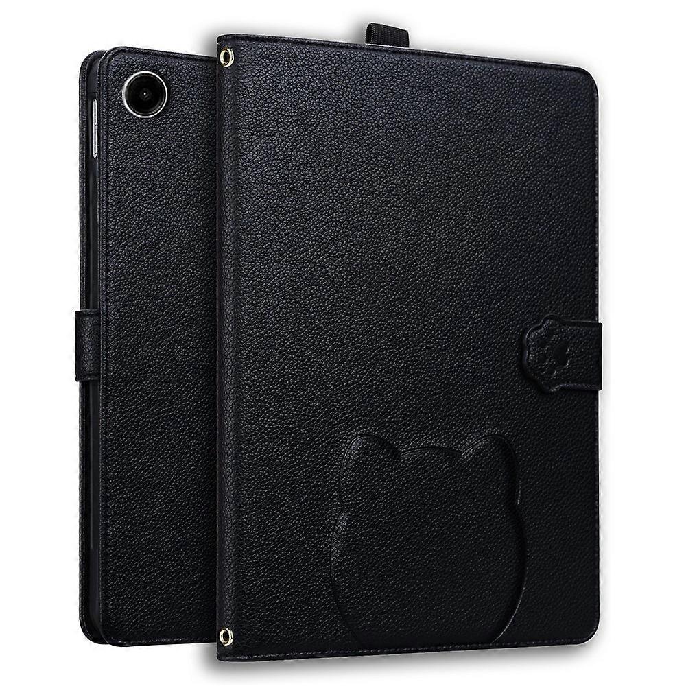 Wallet Case Compatible For Samsung Galaxy Tab A9 Leather Stand Table Cover with Stylus Holder, 3D Effect Cat Pattern