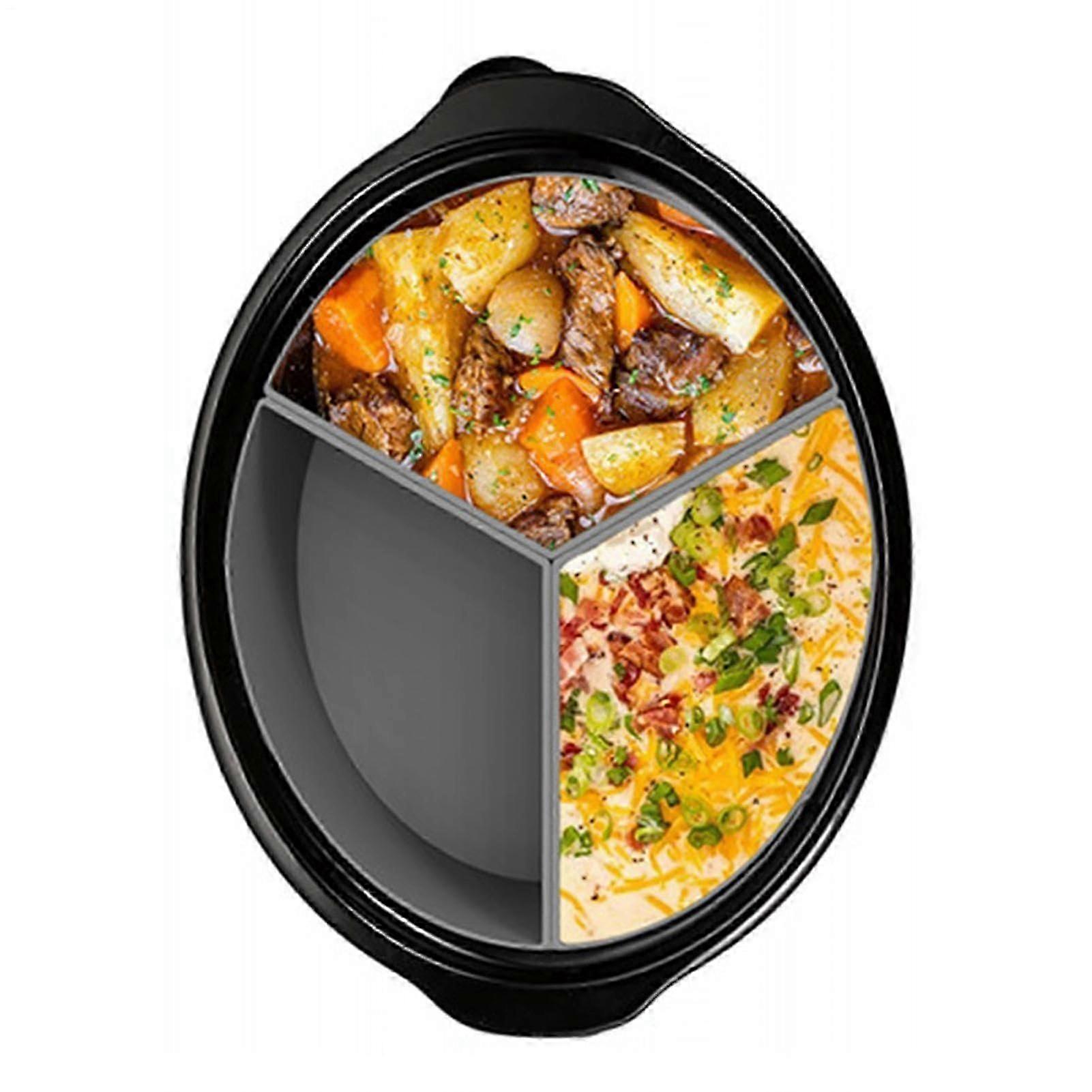 Slow Cooker Divider Insert 3 Compartment Cooking Disc For Round And Oval Crock Pots Even Meal Preparation