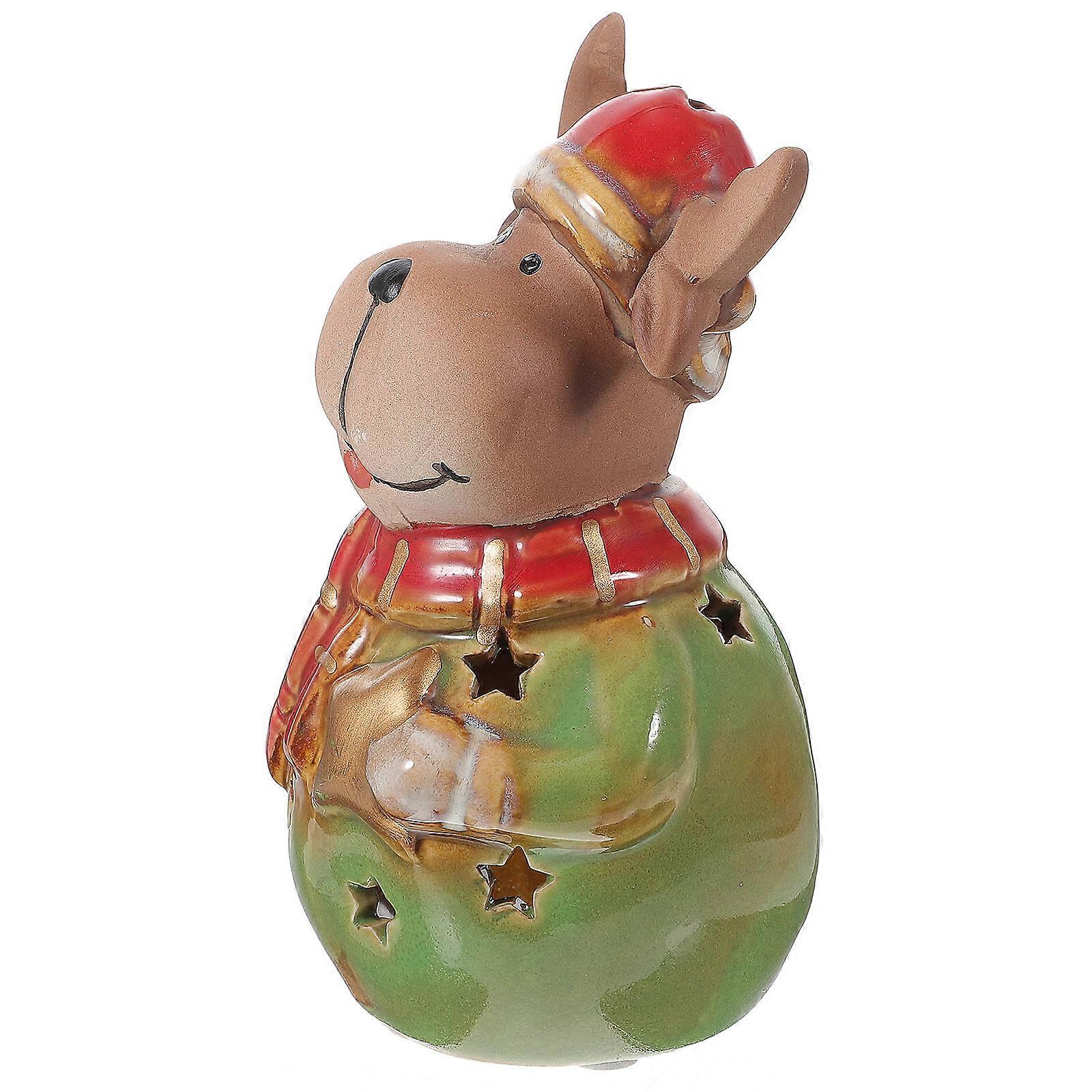 Reusable Candlestick Deer Candlestick Luminous Home Table Decoration Christmas Ceramic 1Pc