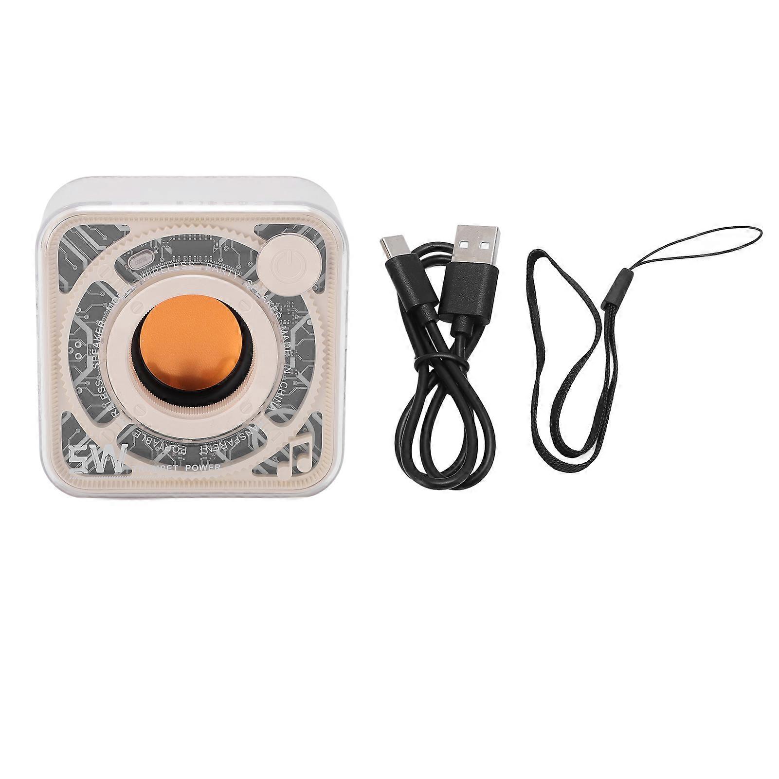 Portable Bluetooth Speaker - 3W Loud Sound, Transparent Design, Deep Bass, Colorful LED