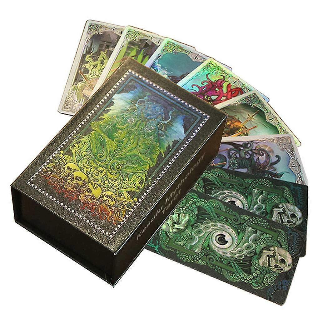 Gold Foil Tarot Cards - Silver Sukru Back Design, 78 Cards with Instructions Book for Beginners and Experts, Fortune Telling Game