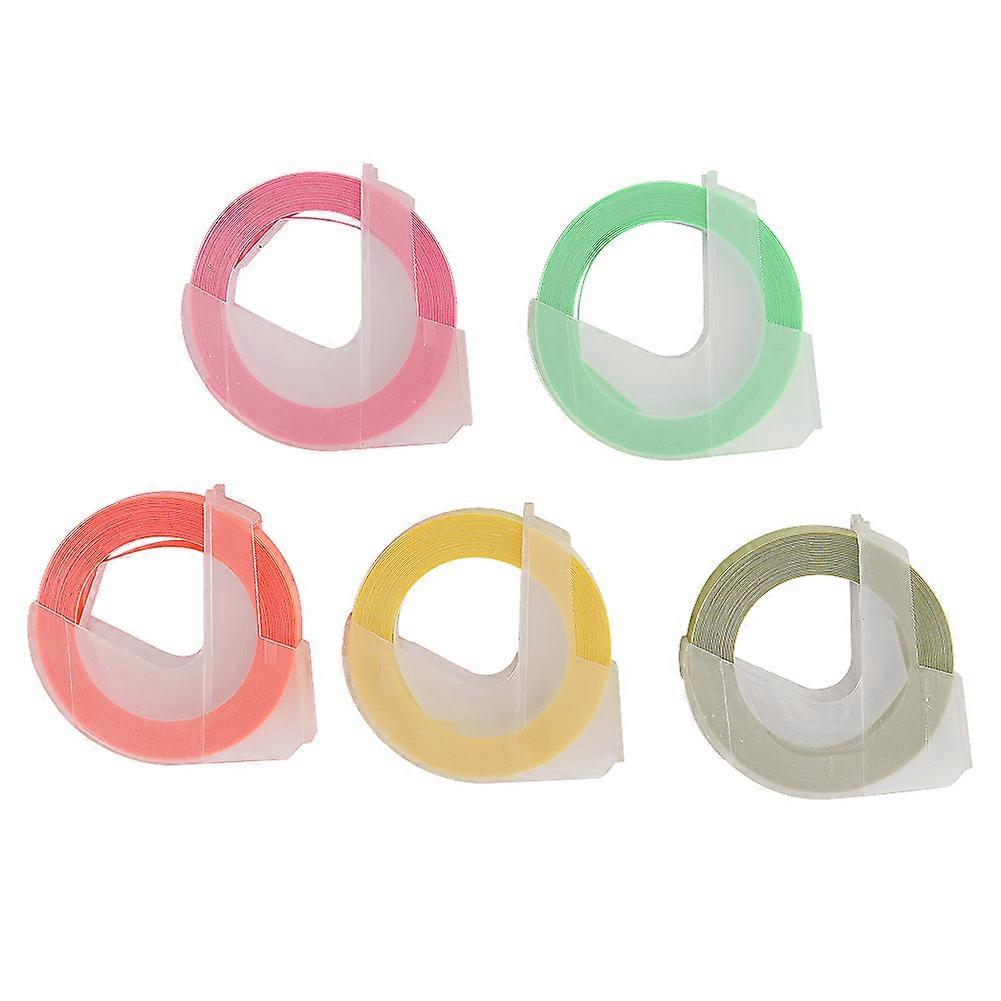 5 Pcs Embossing Tape Manual 3D Decorative Manual DIY PVC Label Maker Tape 9mm 3meters