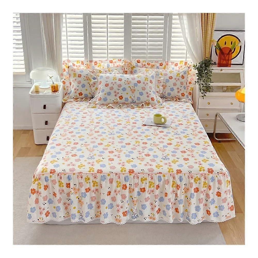 1 x Bed Skirt made of 100% cotton, QueenSize/KingSize bed, with ruffles, Falda De Cama, fullsize skirt (120 x 200 x 45 cm, 1 piece)