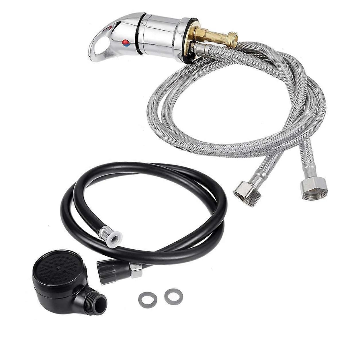 Water Faucet Set, Salon Shampoo Bowl Faucet and Sprayer Kit with Sprayer Hose, Home Salon Spa Hot Cold Mixer