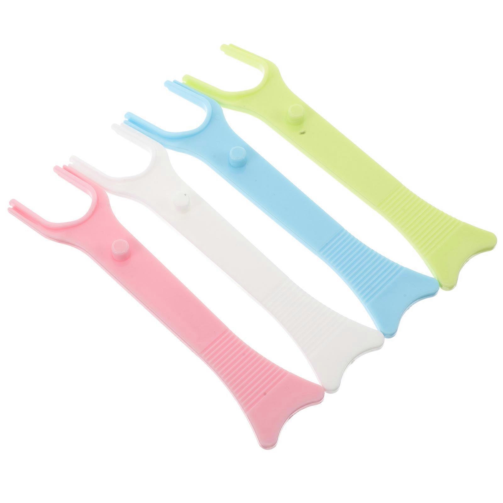 Portable Flosser Dispenser Refillable for Sensitive Teeth and Gums White Plastic Material Oral Care 4Pcs