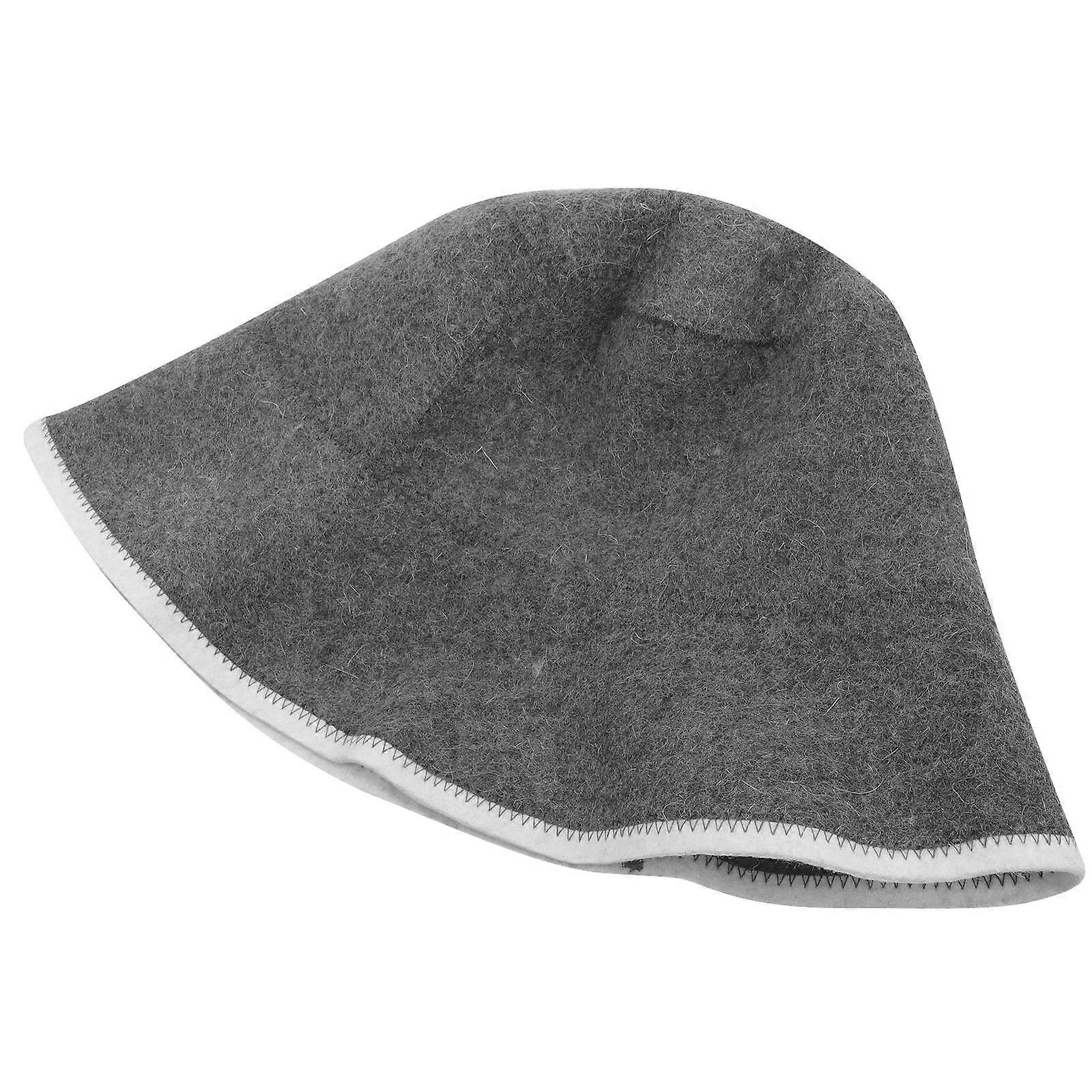 Grey Wool Sauna Hat for Home Use Breathable and Reusable Suitable for Most Head Sizes