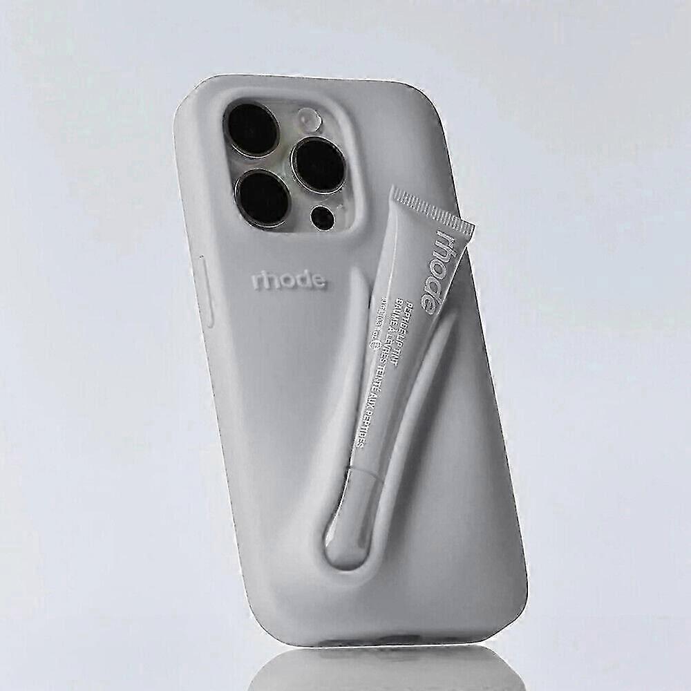 Rhode by Hailey Bieber Lip Shaped Phone Case for iPhone 12-16 Pro Max Raspberry Grey