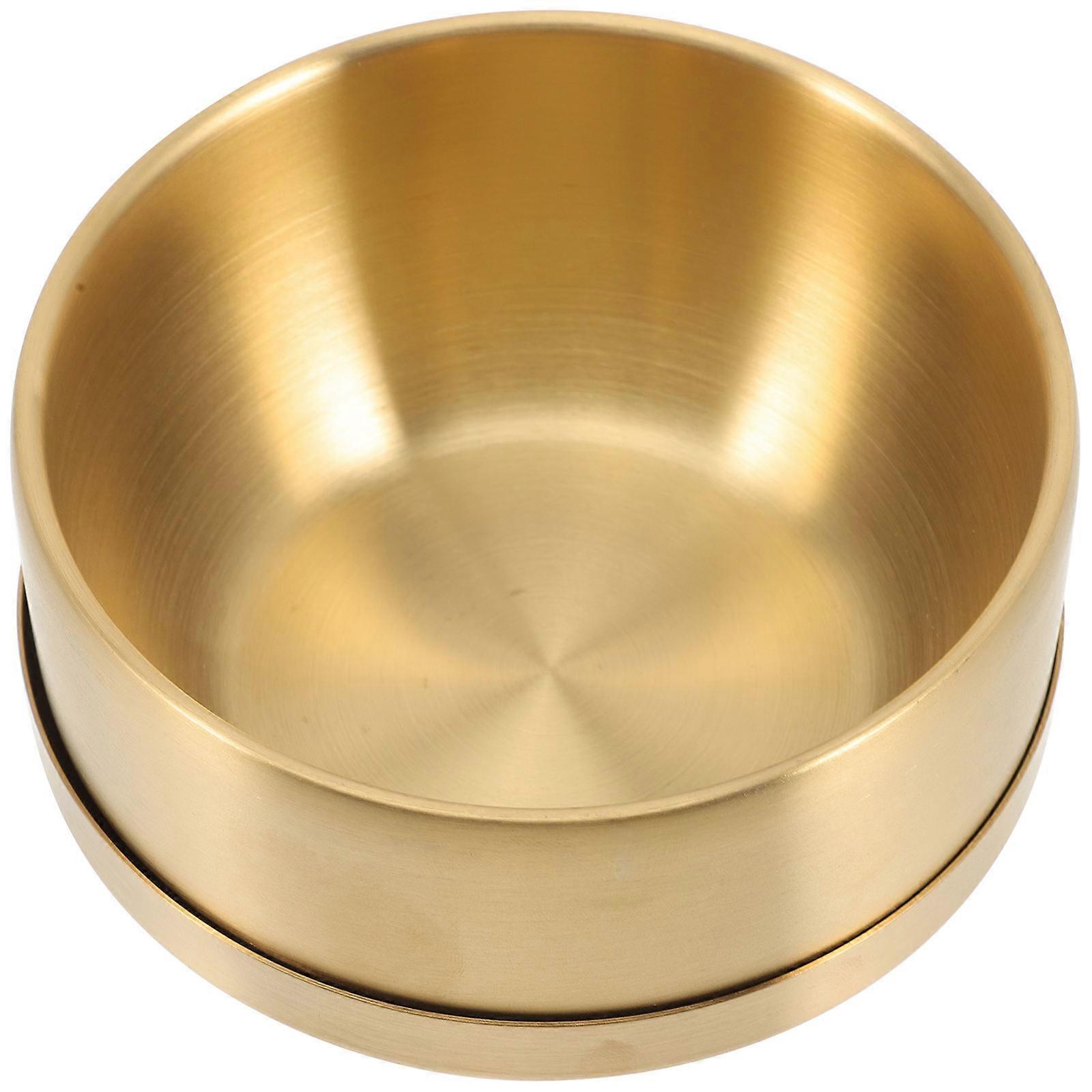 Golden Stainless Steel Double Layer Insulated Bowl with Lid for Home Use 1.5L