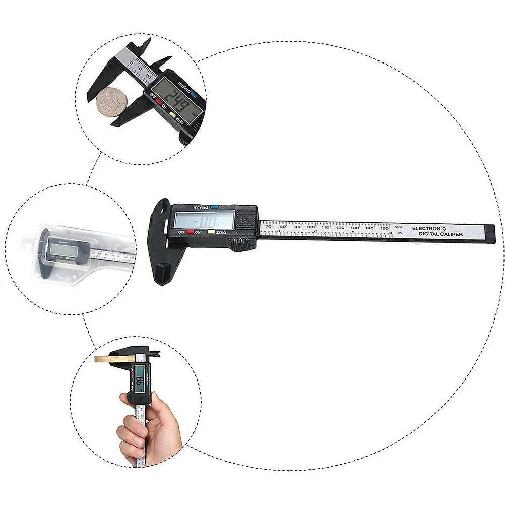 Digital Caliper with LCD Screen for Home Use Stainless Steel Black 150mm