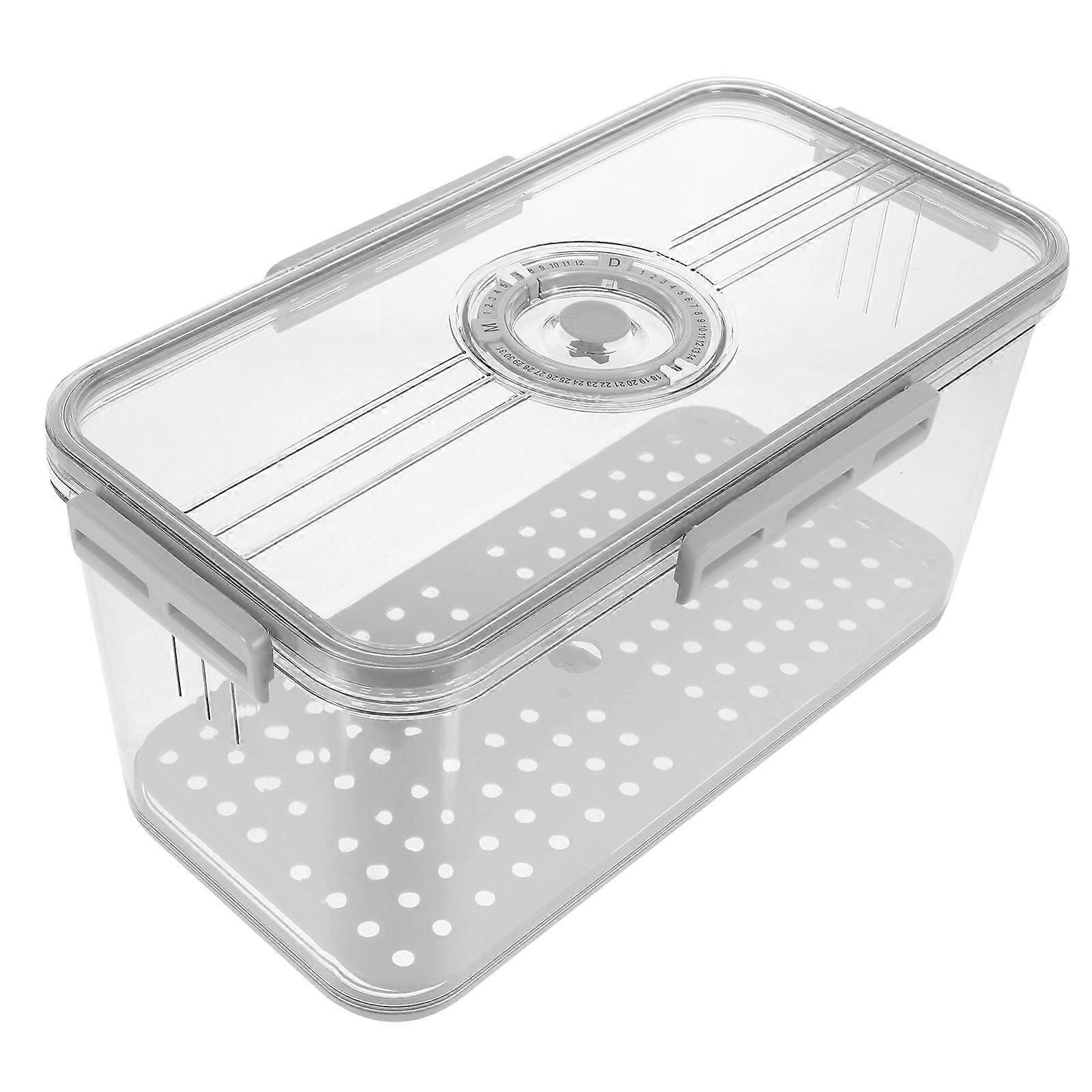 Bread Keeper Container Refrigerator Compatible Drainable Timing Lid 4-Sided Lock For Households 1Set