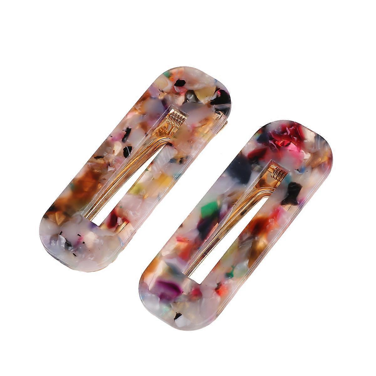 Leopard Hairpin Square Hair Clip for Women's Girls Plastic Multi Color Bang Clip for Decoration 2 Pcs 1.5x2.8in
