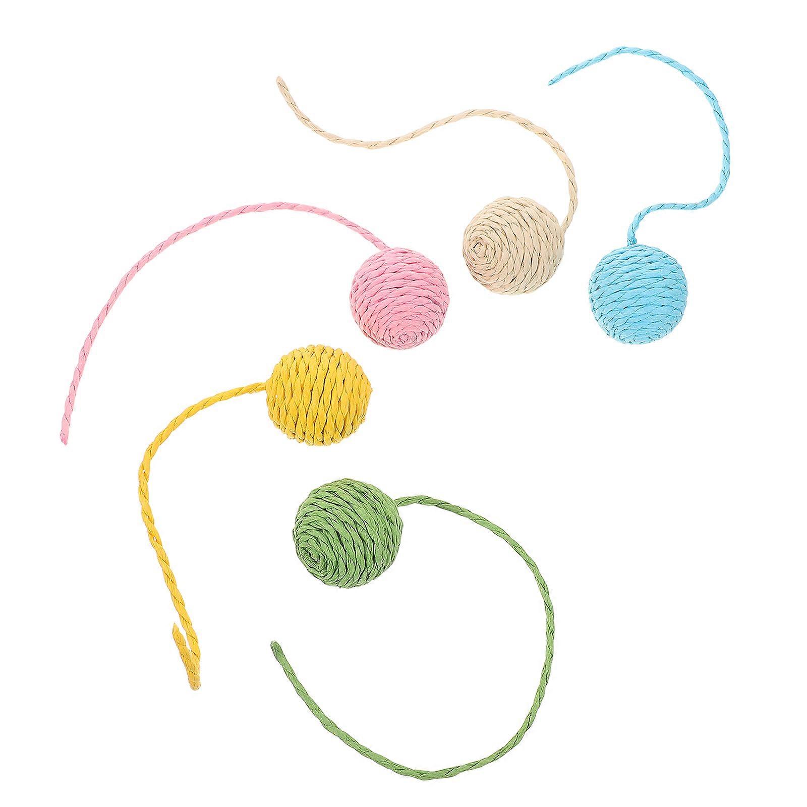 5pcs Durable Cat Scratching Balls with Tails – Multi Functional Interactive Toys for Cats, Easy to Install, Portable for Entertainment and Exercise