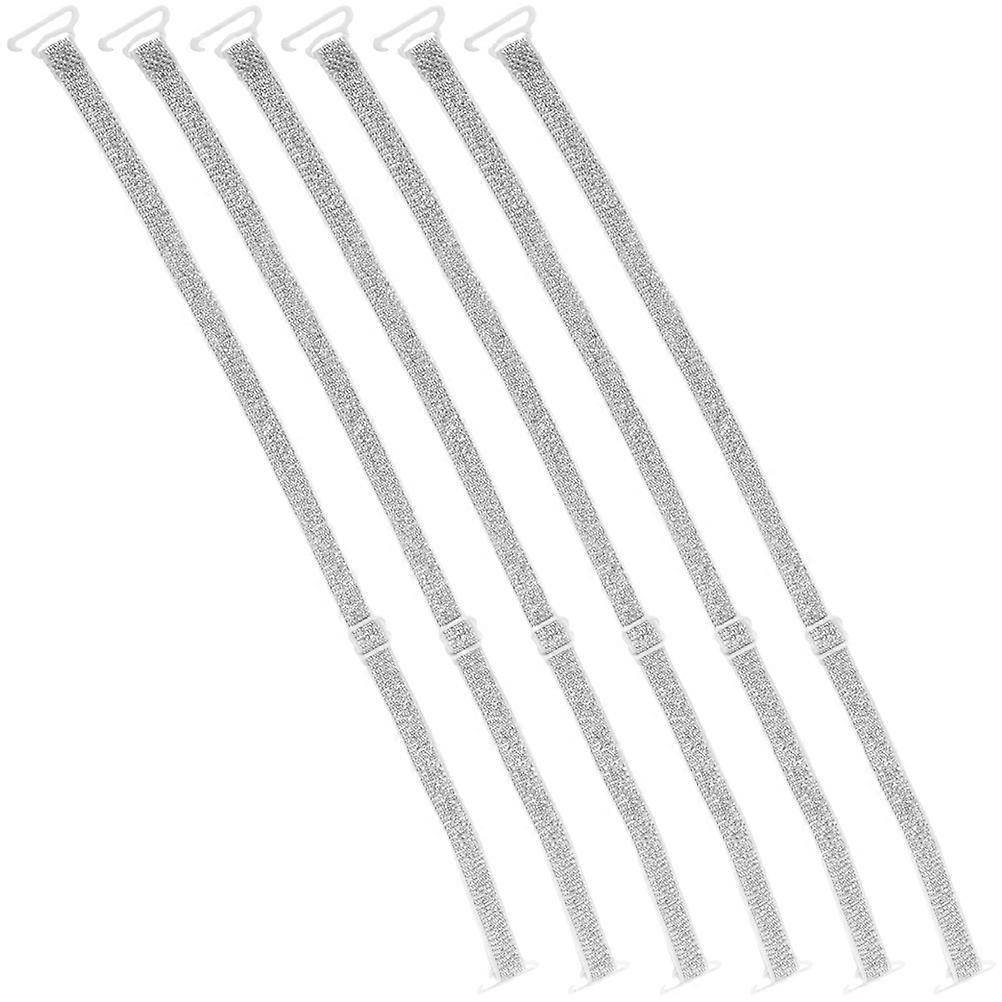 Elastic Adjustable Bra Straps Non-Slip 6Pcs Silver For Women Dresses And Lingerie Durable Nylon Material