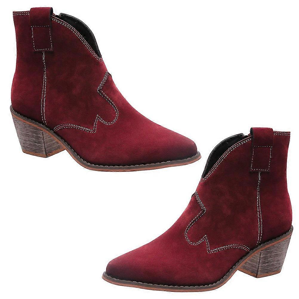 Retro Short Boots for Women 1Pair with Pointy Toe and Chunky Heel