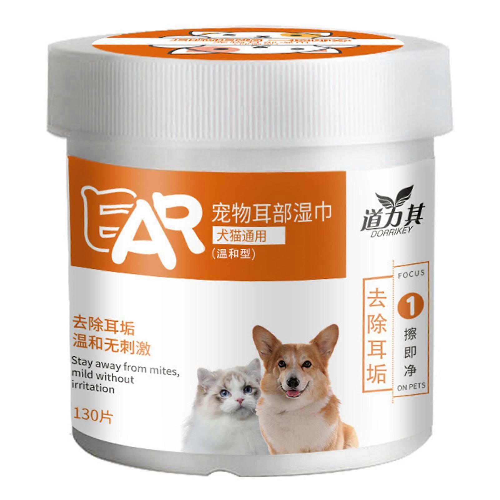 130Pcs Pet Eye Cleaning Ear Cleaning Wet Wipe Soft Cleaning Tearstain Remover Wet Tissue for Puppies Kittens