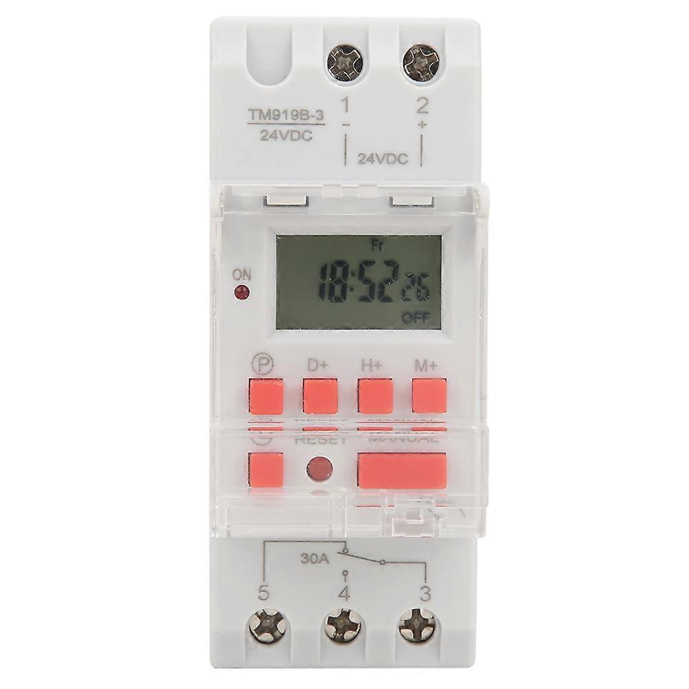 DC 24V 30A Weekly 12/24hrs Timer Switch LCD On Off Control Programmable Time Relay