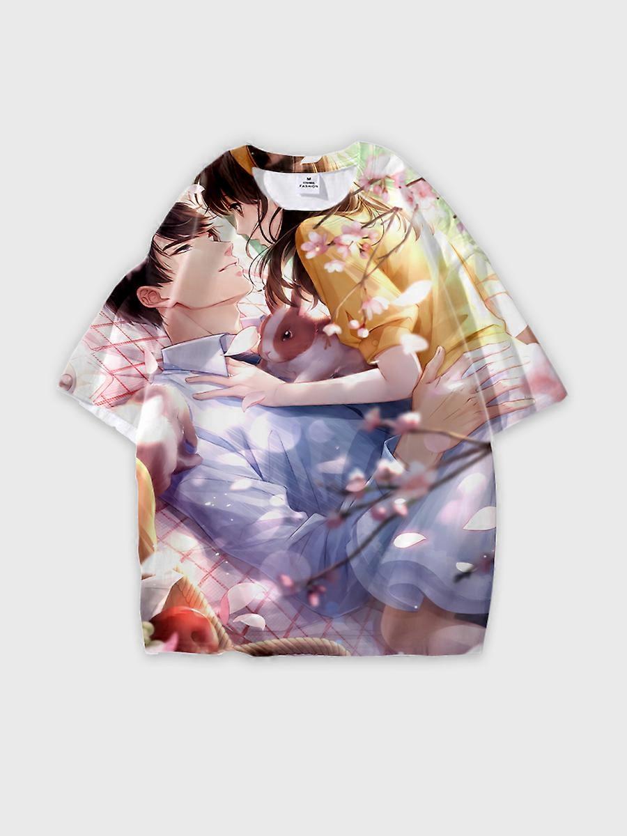 T-shirt round neck Role Pattern loose short sleeve E2213