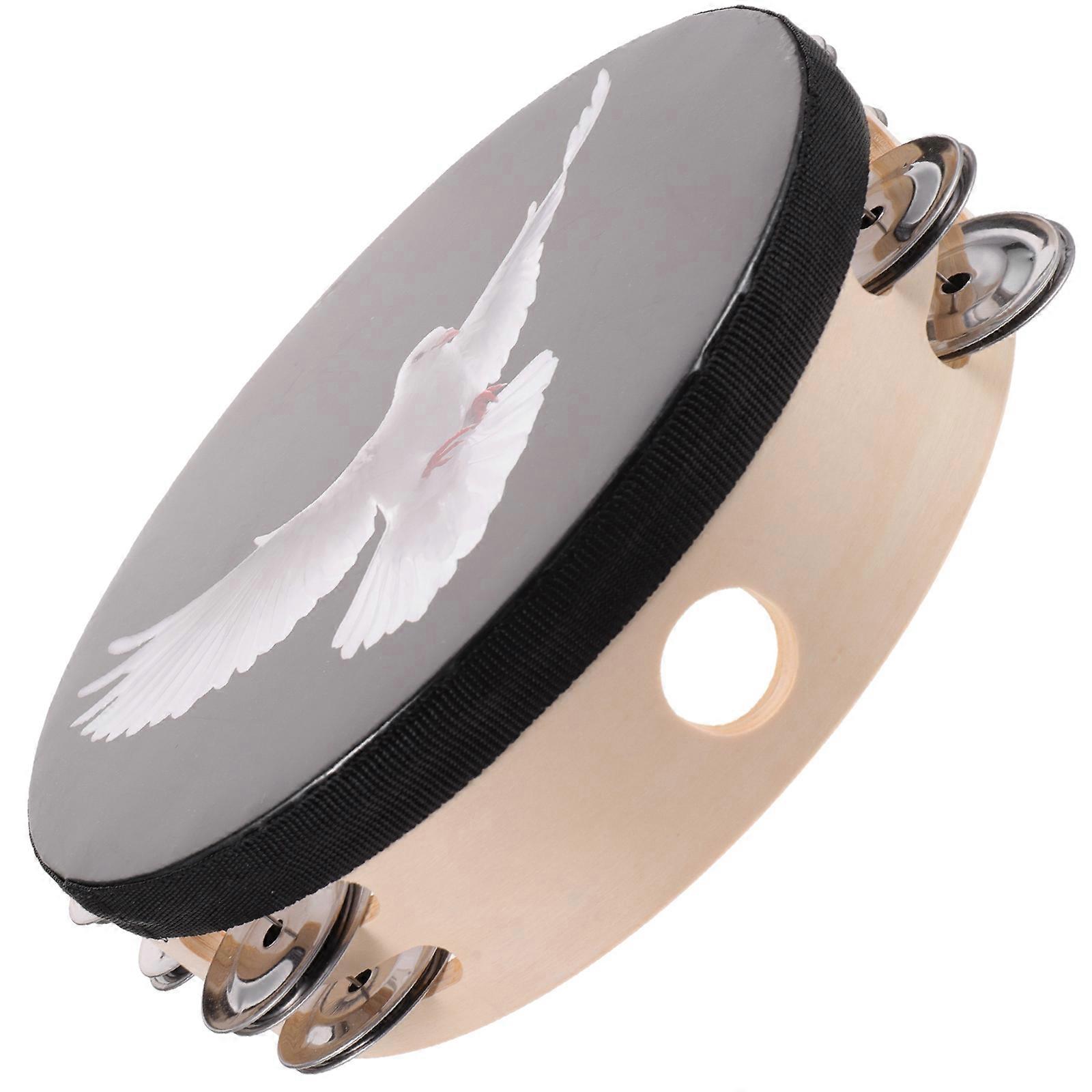 Fun Handheld Tambourine Double Row Design For Kids Everyday Play Durable 7.9×7.9×2.2in 1Pack