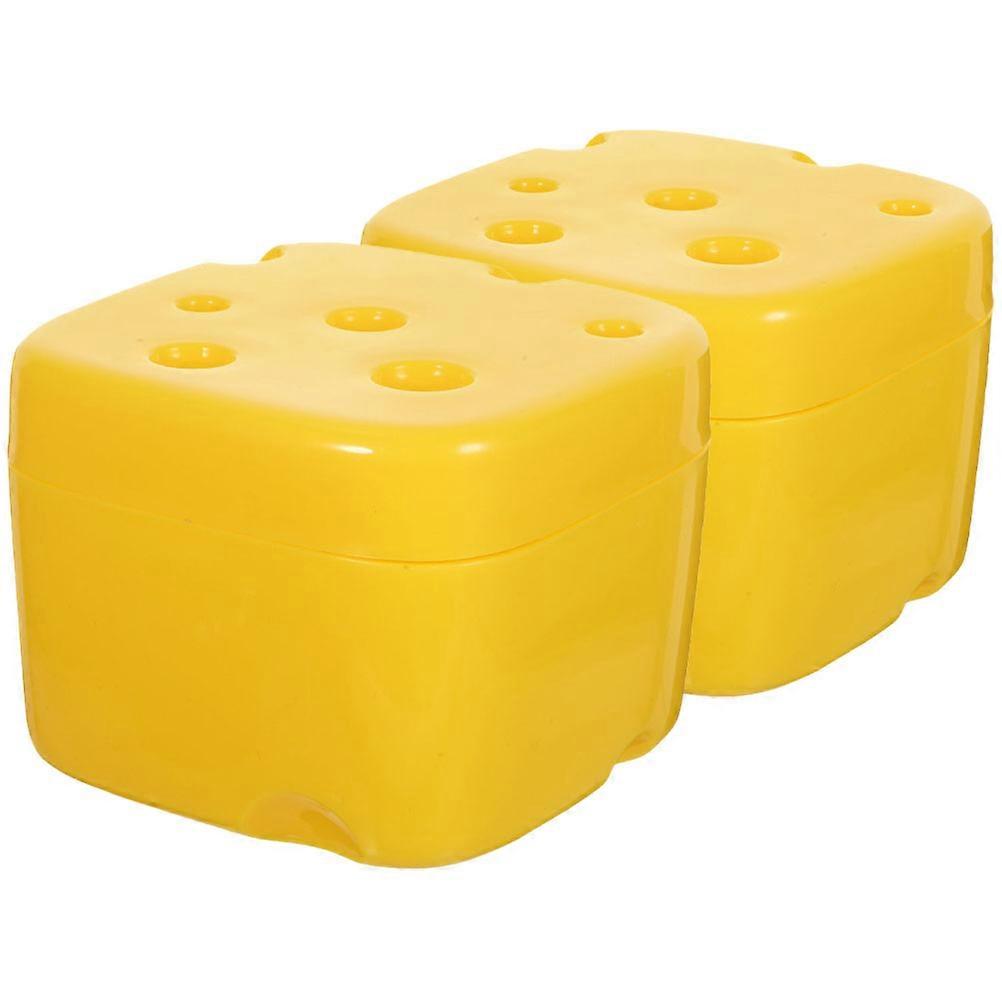 Practical Cheese Storage Containers with Lid for Fridge Use Safe Reusable Yellow Plastic 2pcs
