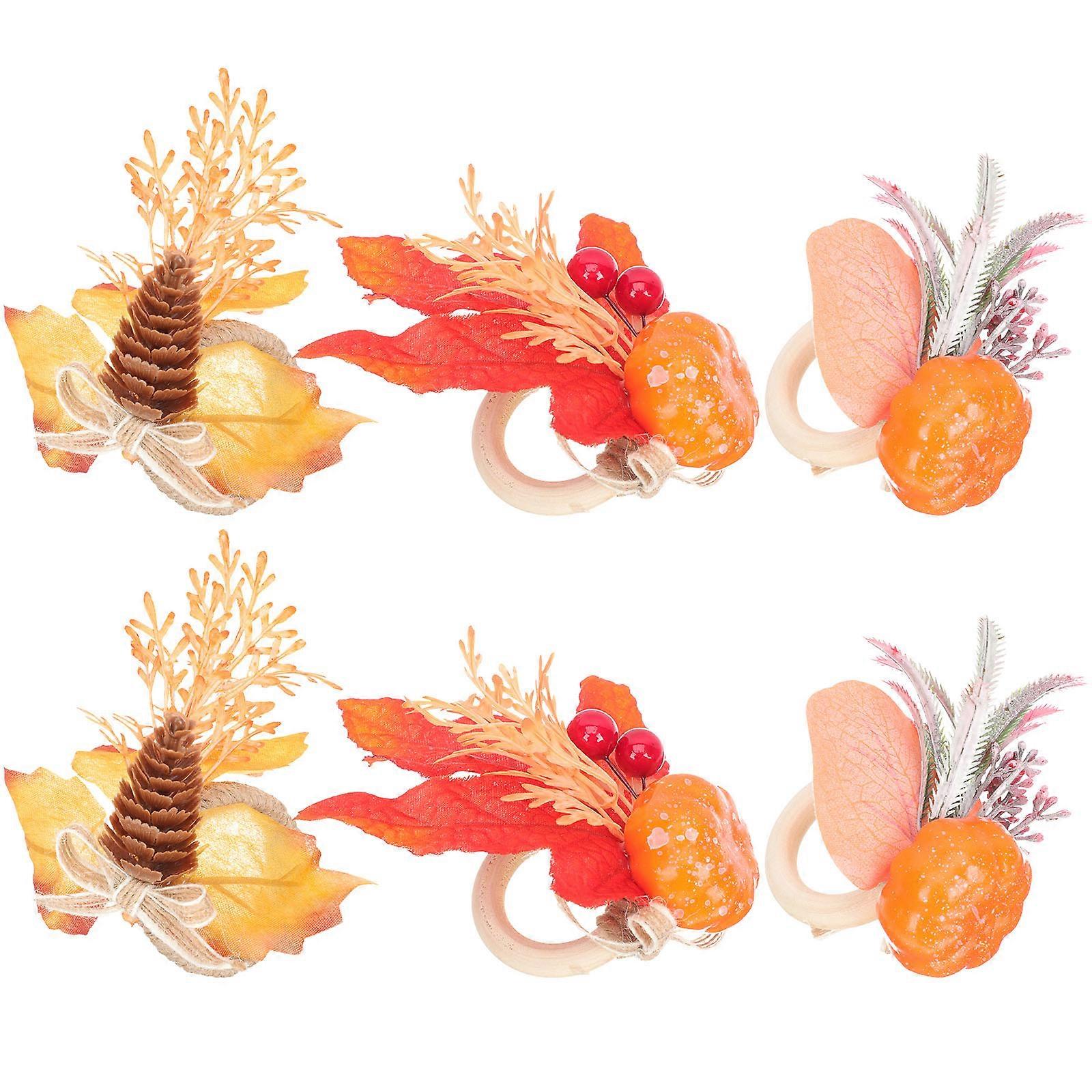 Thanksgiving Napkin Rings for Decoration Assorted Color Synthesis Material 6 Pieces